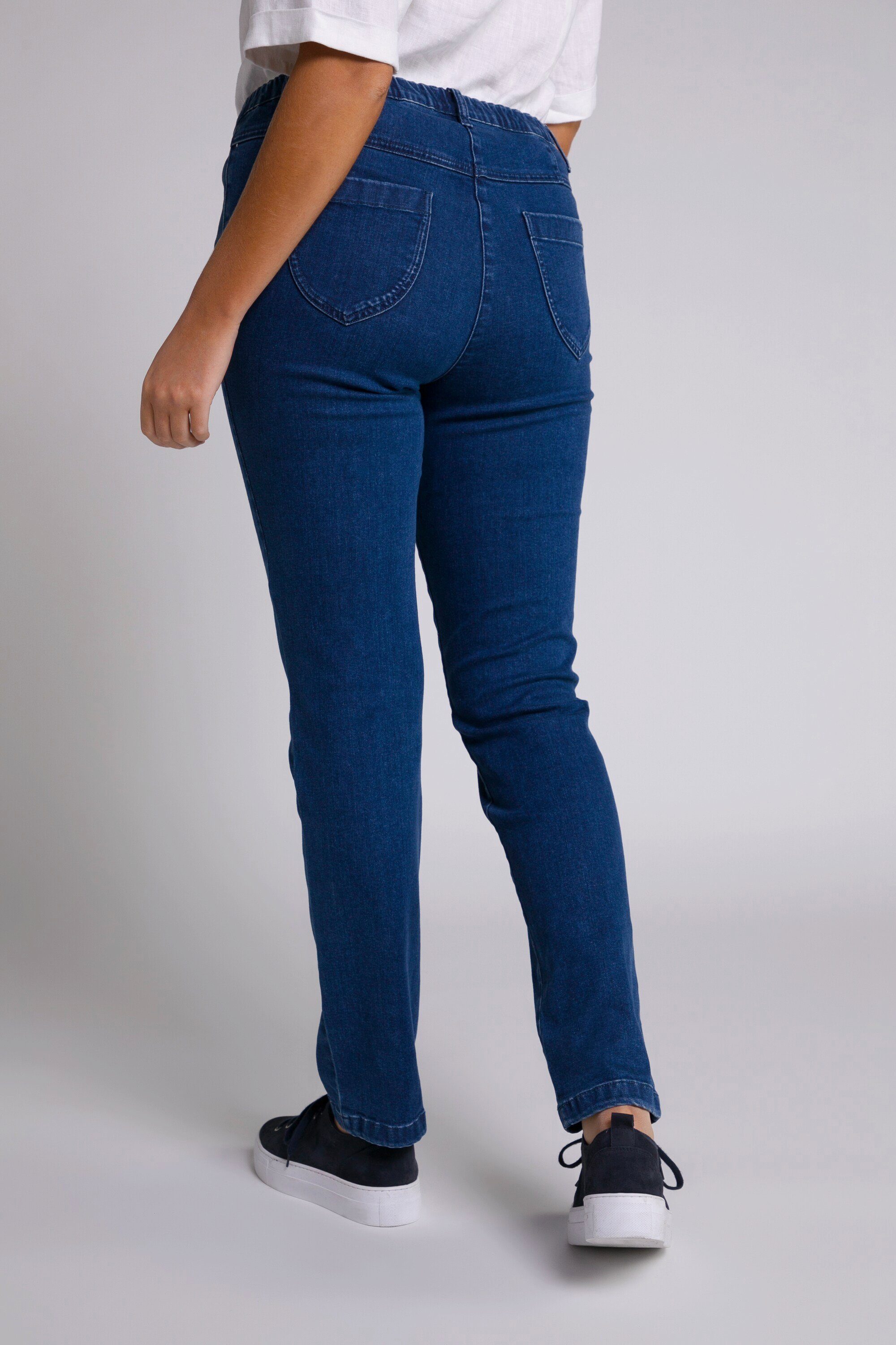 Bein Stickerei Stretch-Hose Ulla Popken Jeans Sophie schmales Komfortbund