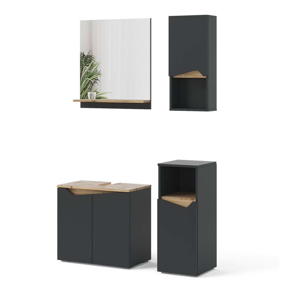 Vicco Badmöbel-Set Marelle, Anthrazit/Artisan-Eiche, 4 Teile, günstig online kaufen