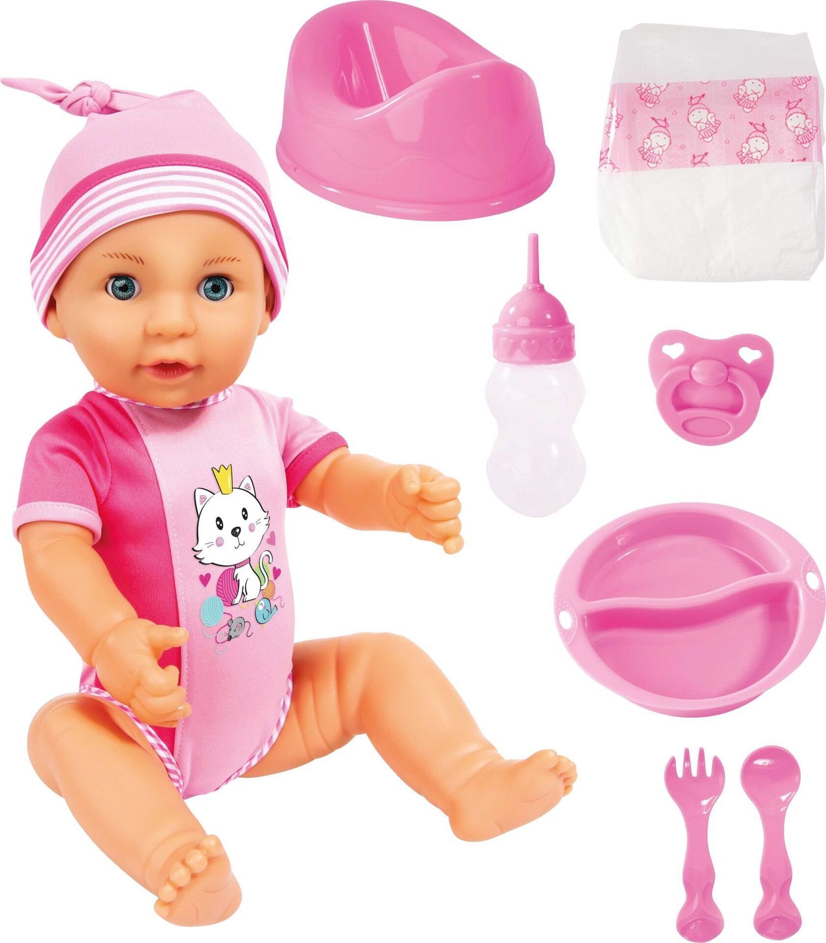 Babypuppe AM Babypuppe "Mia" mit Zubehör 43cm