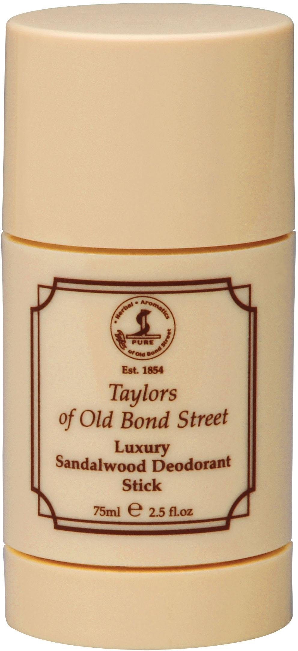 Taylor of Old Bond Street Deo-Stift Deodorant Stick Sandalwood, Beruhigender Duft mit antiseptischer Wirkung für empfindliche Haut.