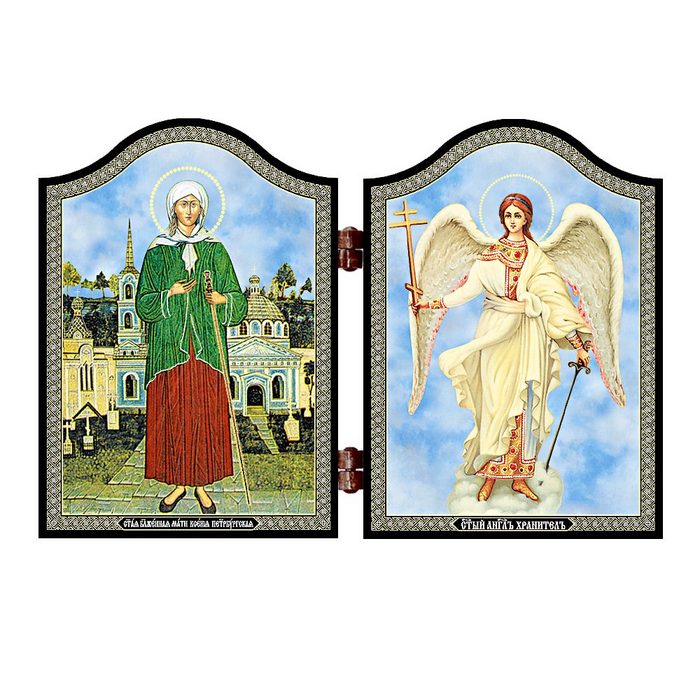 NKlaus Holzbild 1413 Xenia Von St. Petesburg & Schutzengel Ikone K Triptychon
