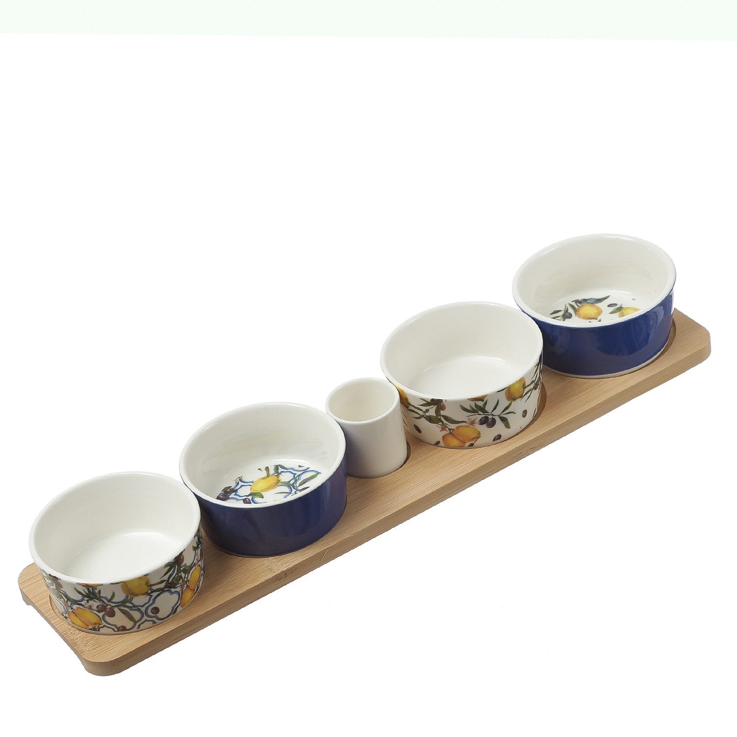 MARELIDA Servier-Set Tapas Set Servierplatte mit 4 Dipschalen Snackschalen Fingerfood, (5-tlg)