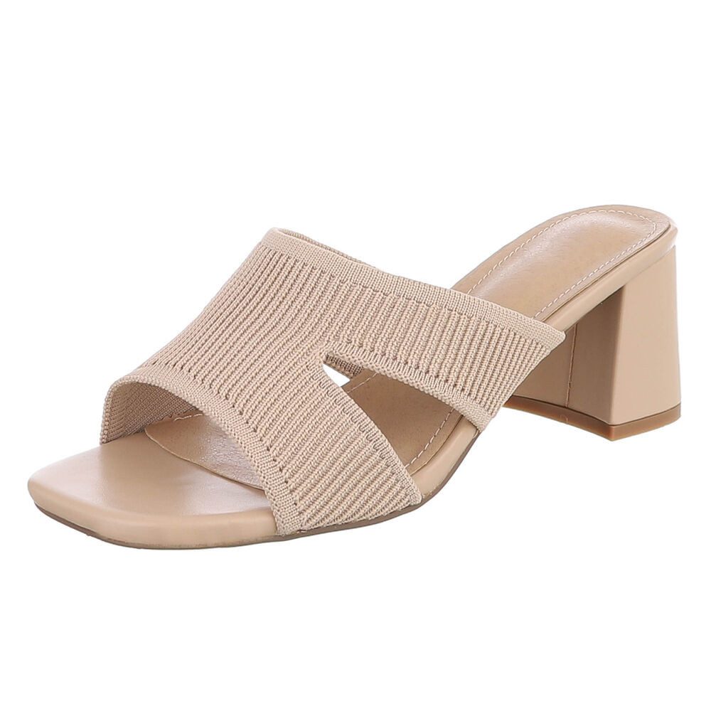 Ital-Design Damen Sandaletten mit Blockabsatz und Riemen Pantolette (91742704) Blockabsatz Sandalen & Sandaletten in Hellbraun