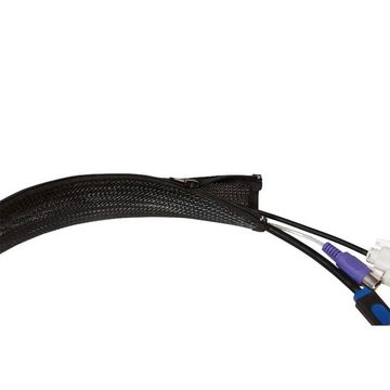 LogiLink Geflechtschlauch KAB0047, flexibler Kabelschutz mit Reißverschluss, 2 m, Kabelschlauch