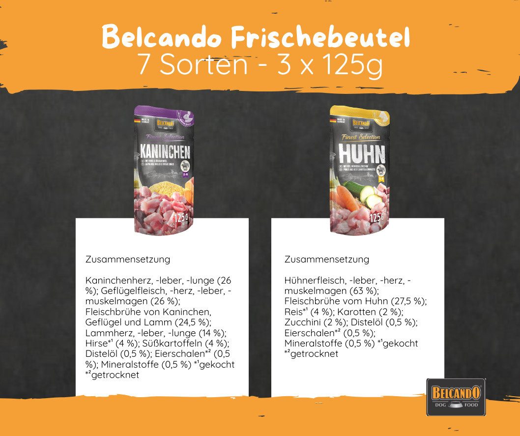 Belcando Belcando Frischebeutel Bundle - 7 proteinreiche Sorten im Vorratspaket, Nassfutter für: Hunde