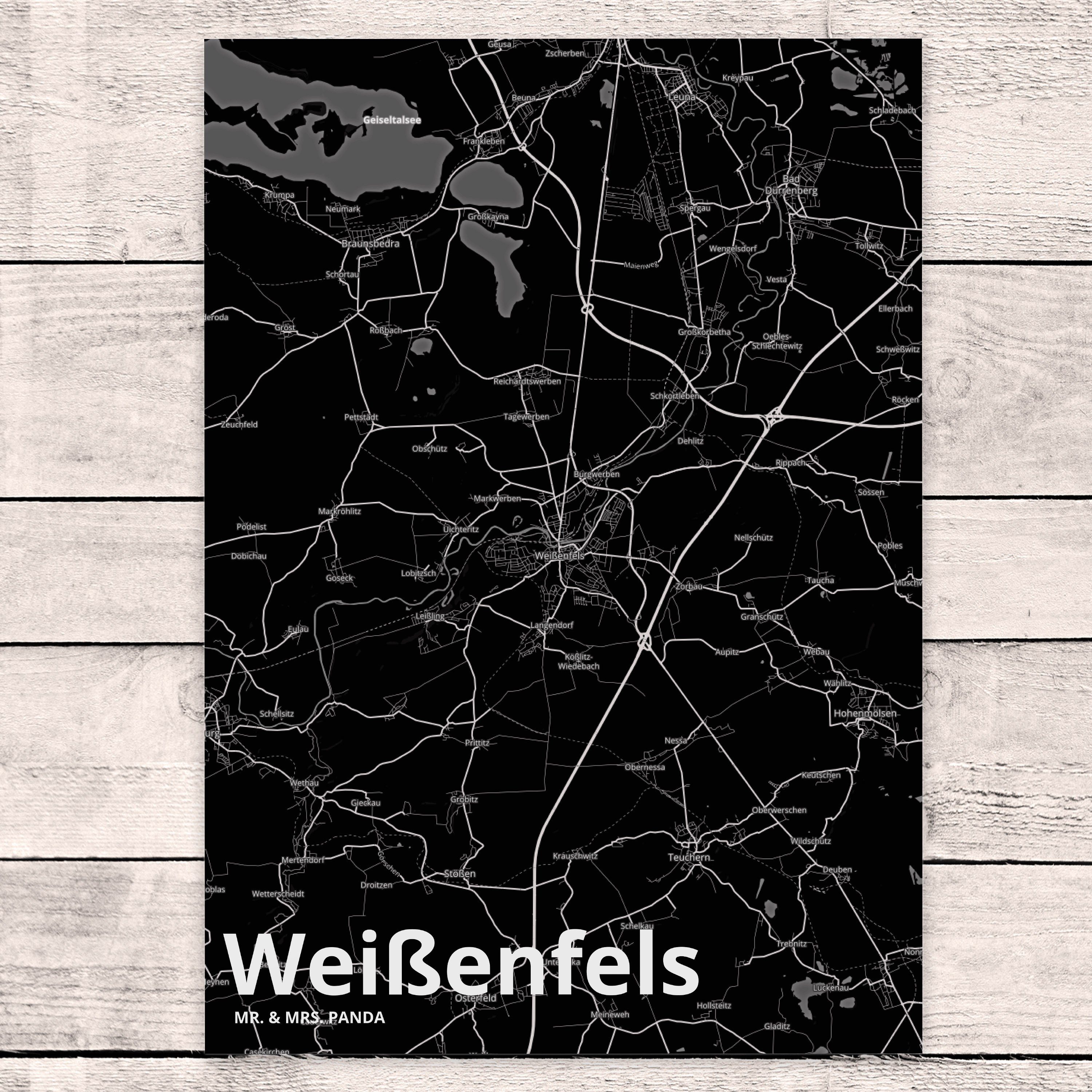 L Karte Stadt Ort, Geschenk, Mrs. Mr. Dorf, Panda Weißenfels Einladungskarte, & Dorf - Postkarte