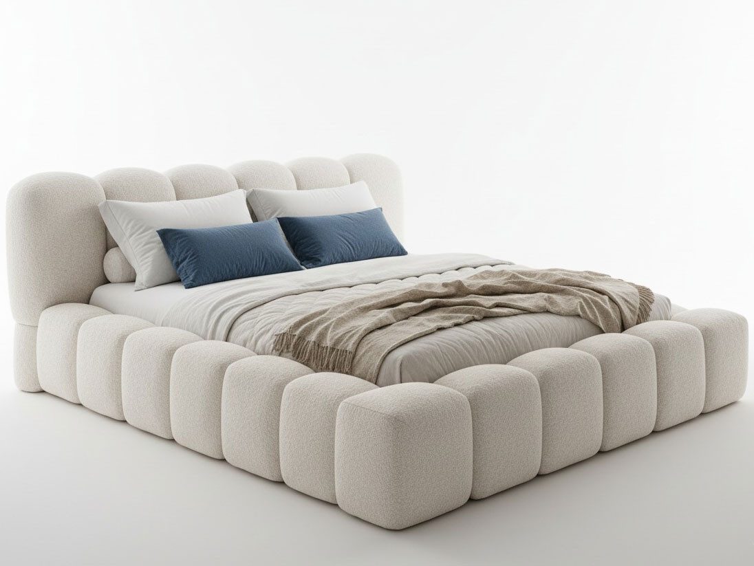 wonello Polsterbett Milia 2 (das Original), Bett mit Bettkasten und Lattenrost – eleganter Boucle-Stoff