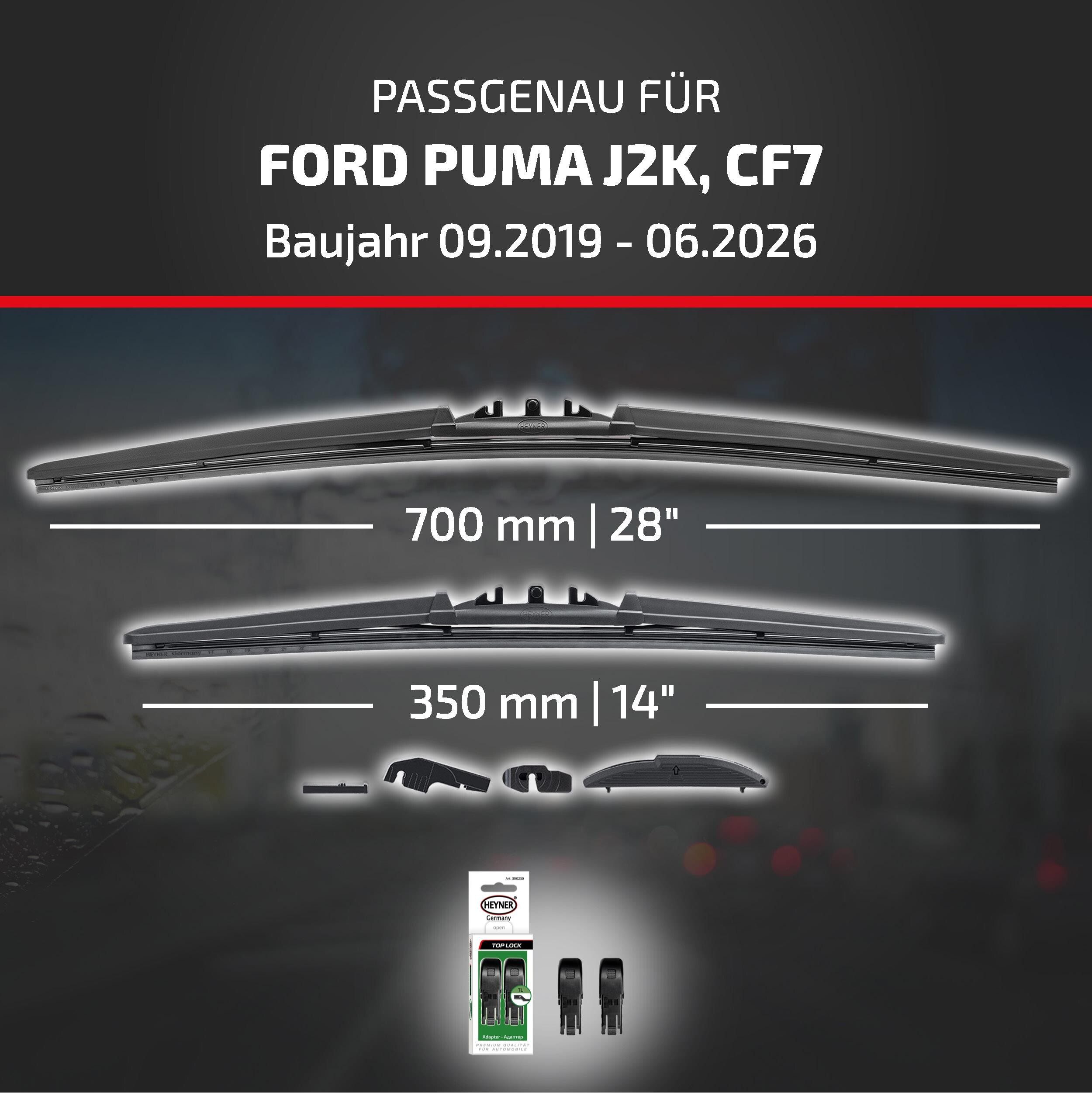 HEYNER Scheibenwischblätter passend für FORD PUMA, 09.2019 - 10.2026, Frontscheibe, (Packung, Scheibenwischer), mit Nano Graphit Beschichtung – Bild 2 von 5