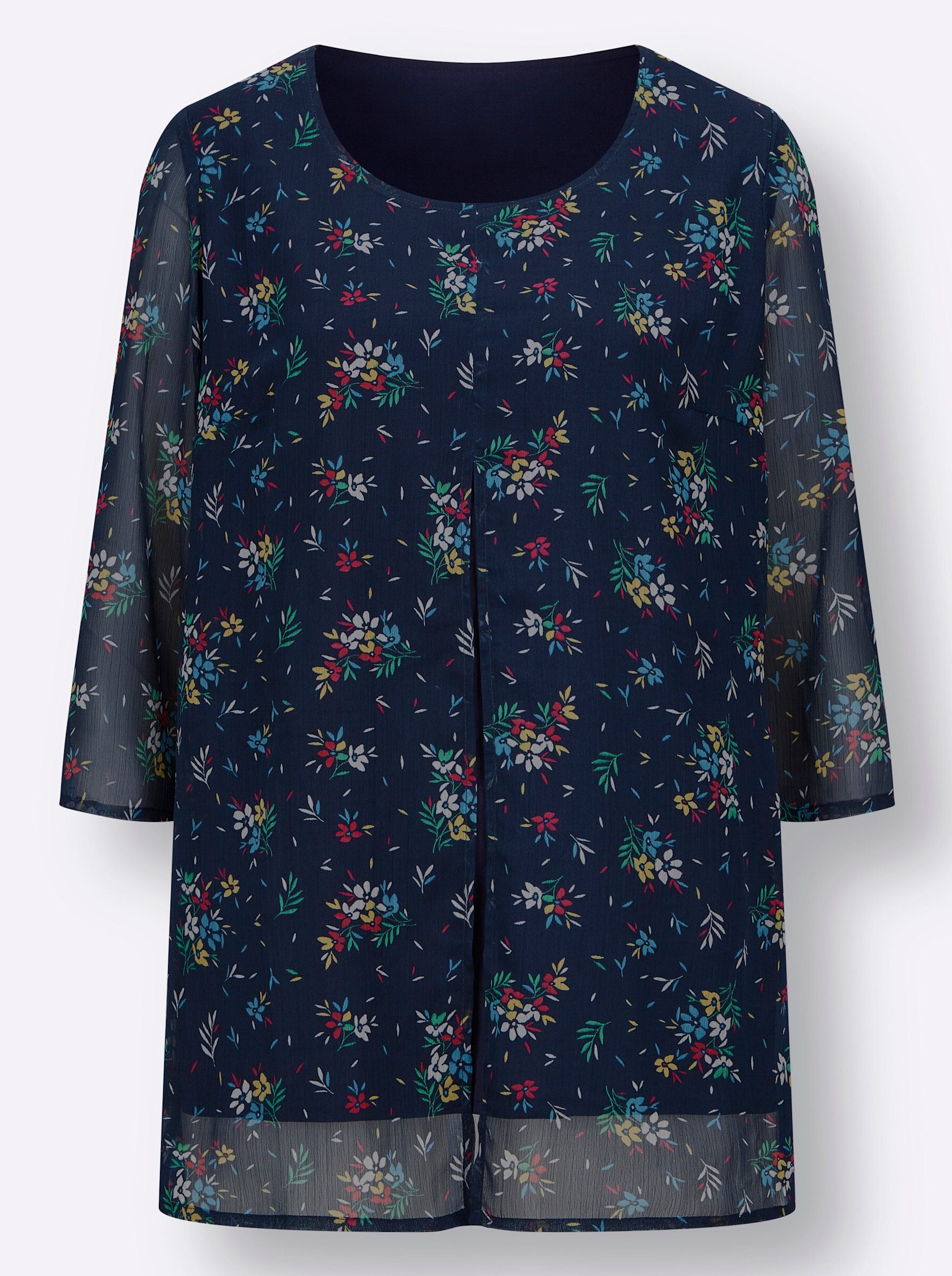 Klassische Bluse Longbluse 3/4-Arm