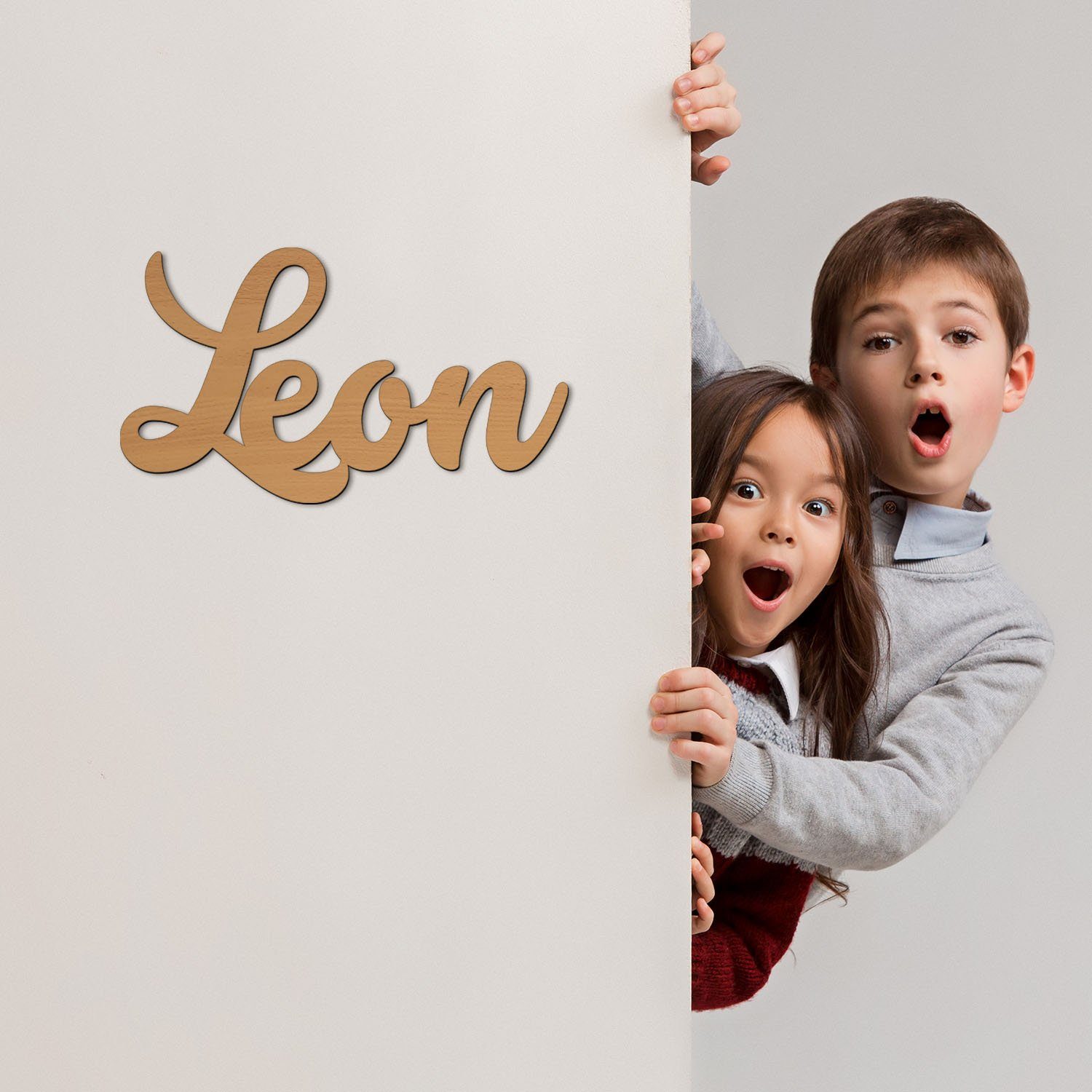Namofactur LED Dekolicht Name Leon Deko Licht Kinder & Erwachsene Wandlampe I MDF Holz, LED fest integriert, Warmweiß
