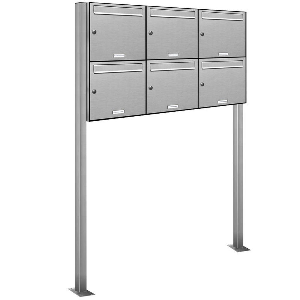 freistehend V2A Anlage Edelstahl AL Standbriefkasten 3x2 Briefkastensysteme Premium Standbriefkasten 6er