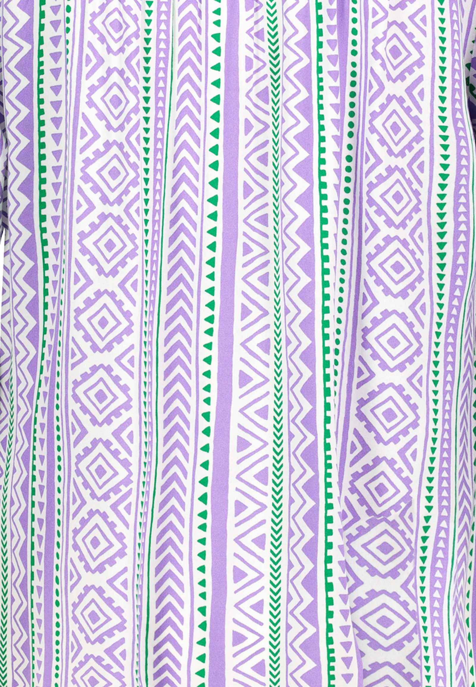 SUBLEVEL Blusenshirt Ethnomuster, Drei-Viertel-Ärmel, V-Ausschnitt für Regular Fit V-Ausschnitt 3-4 Ärmel unifarben atmungsaktiv