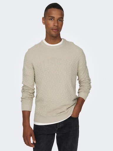 ONLY & SONS Rundhalspullover ONSKALLE REG 12 STRUC CREW KNIT NOOS