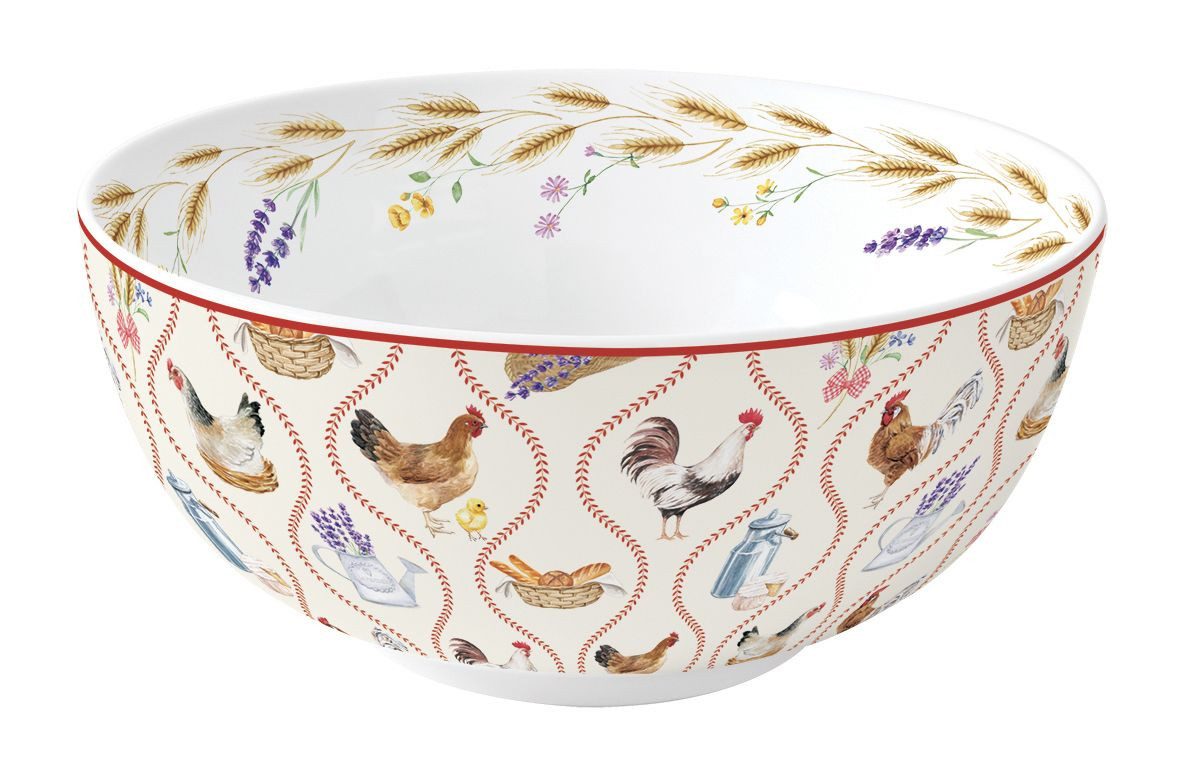 EasyLife Müslischüssel Country Life, Porzellan, Spülmaschinengeeignet, Mehrfarbig, Hühner, H: 7cm
