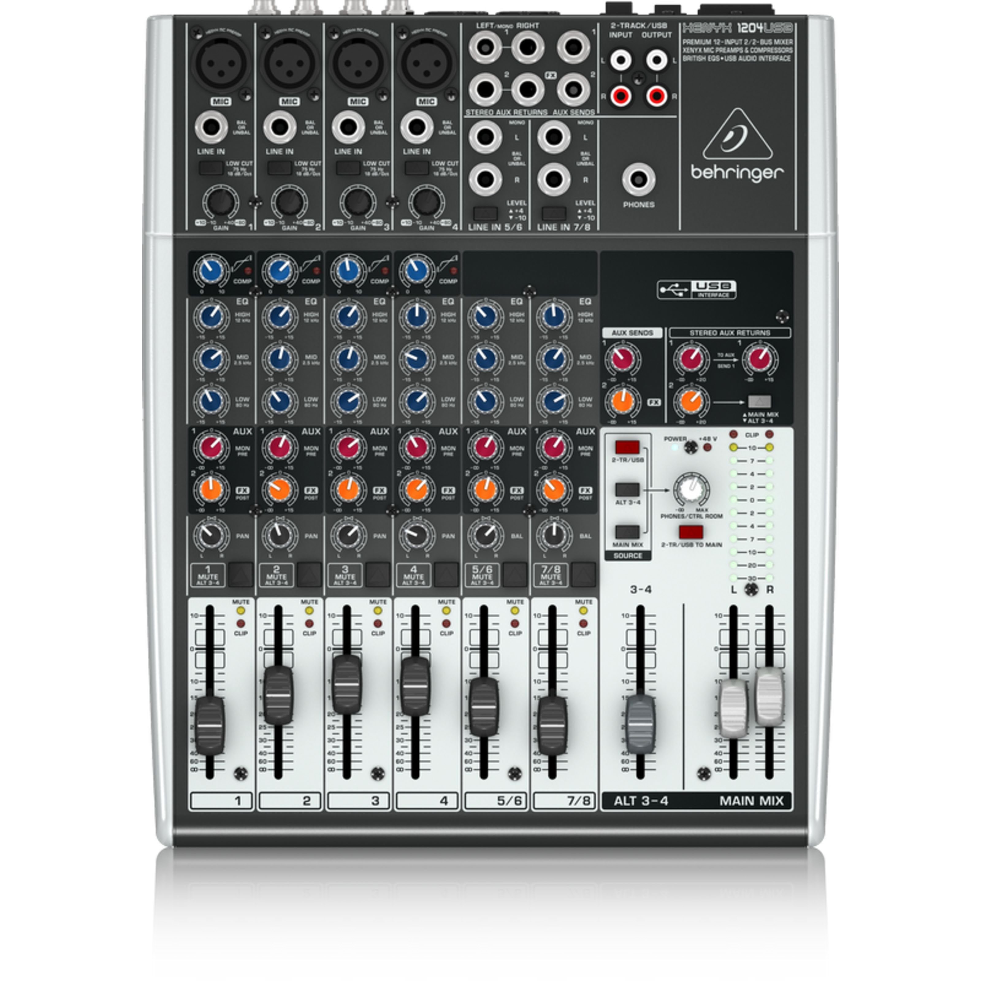Behringer Mischpult, (PA Mischpulte, Analog Mixer), XENYX 1204USB - Analogmixer