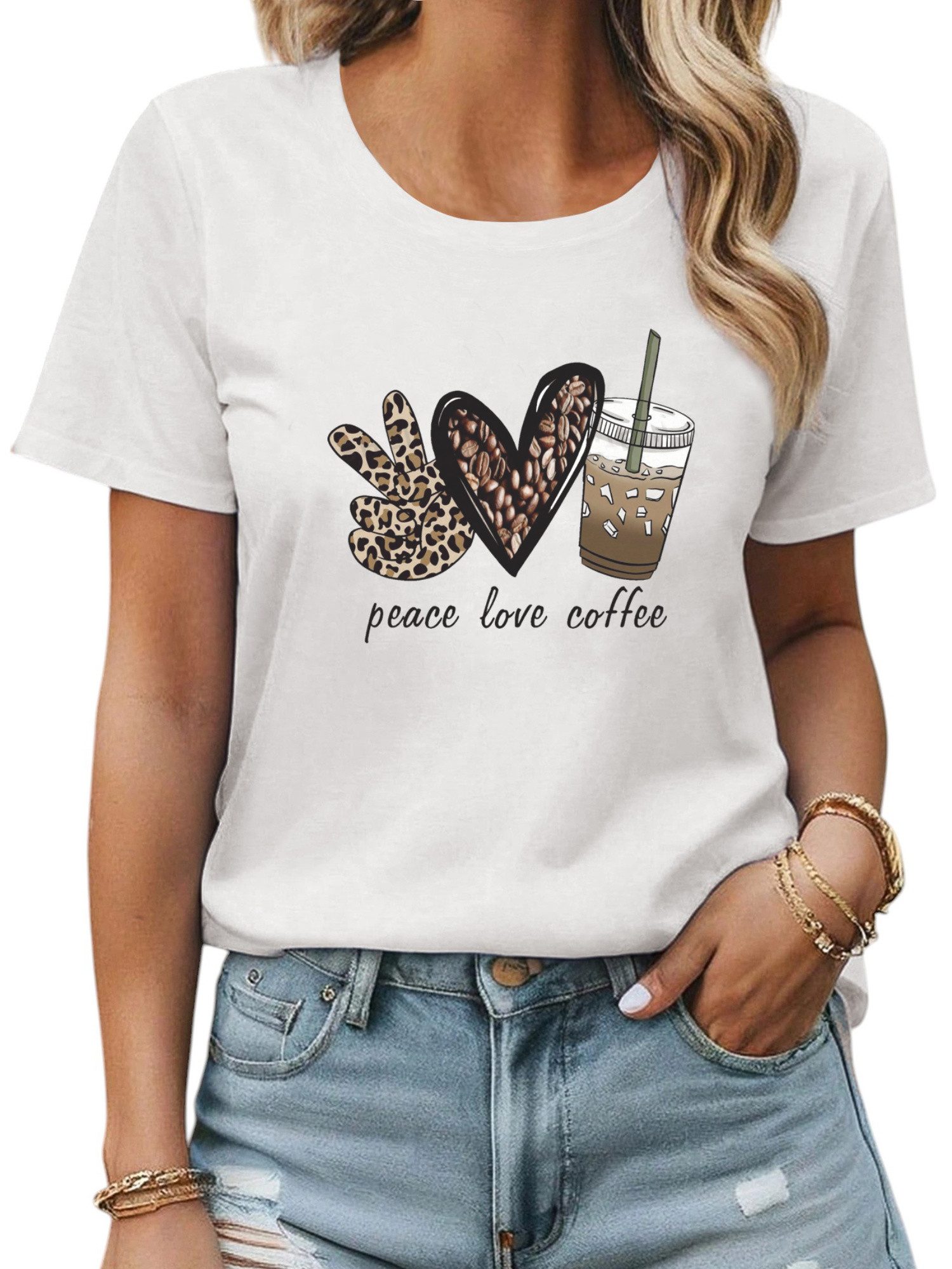 PYL Print-Shirt Damen Sommer Kurzarm T-Shirt günstig online kaufen