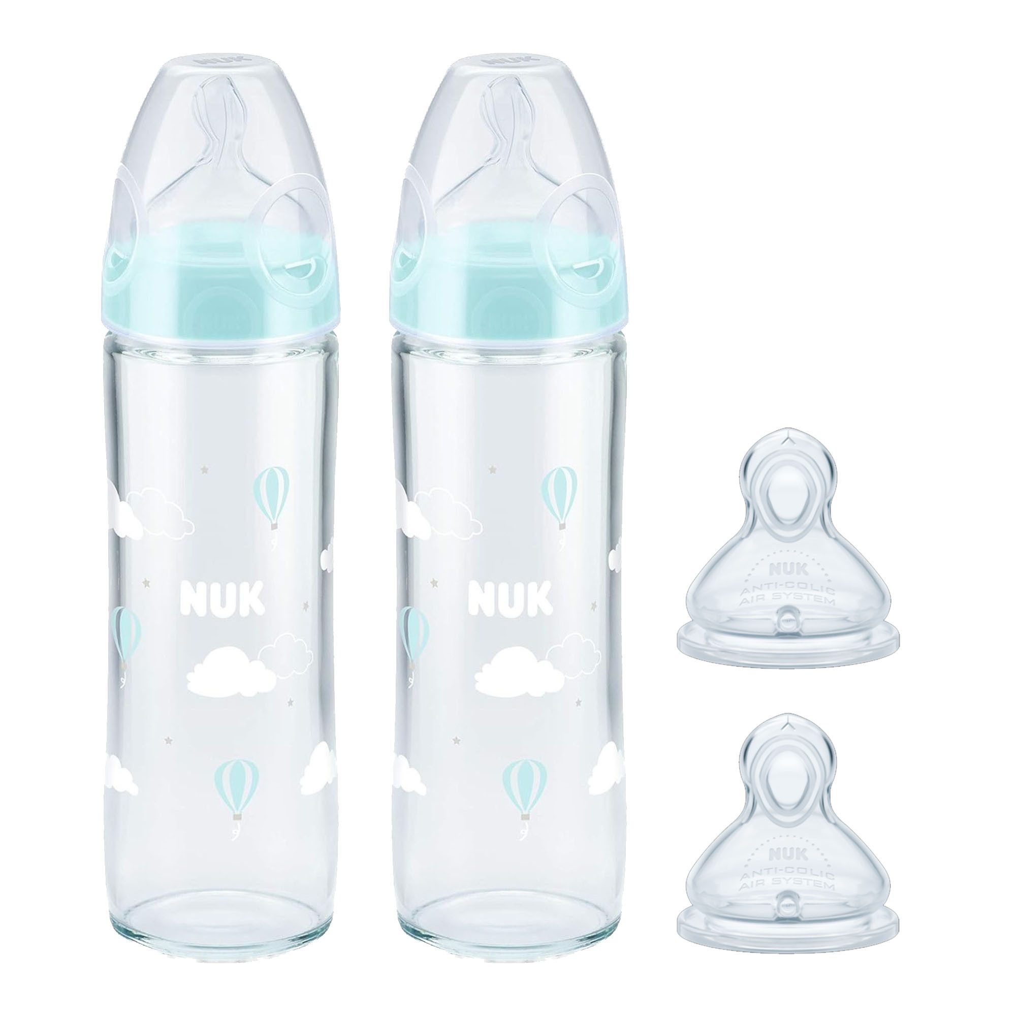 BIBS Baby Glasflasche 240ml - Natürlicher Kautschuk Sauger - Koliken Reduzierend - Hergestellt In Dänemark - Sage Farbe
