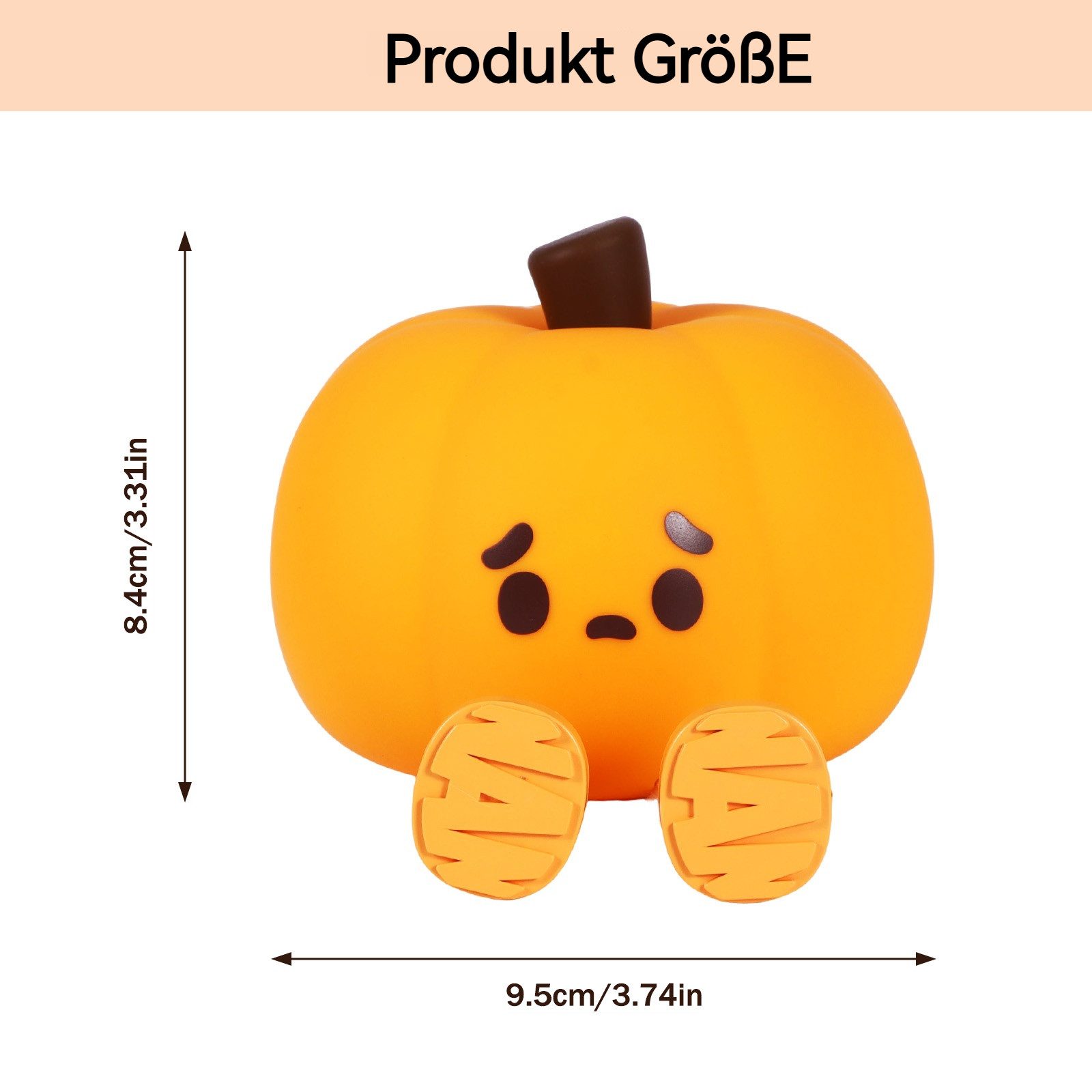 BlingBin Nachtlicht Kürbis Lampe, Touch Kinderbett Nachtlicht aus Silikon, Nachttischlampe, 3-stufig dimmbare Helligkeit, LED fest integriert, Warmes Licht, Weihnachten Deko Night Light, Aufladbar Nachtlampe Handyhalter