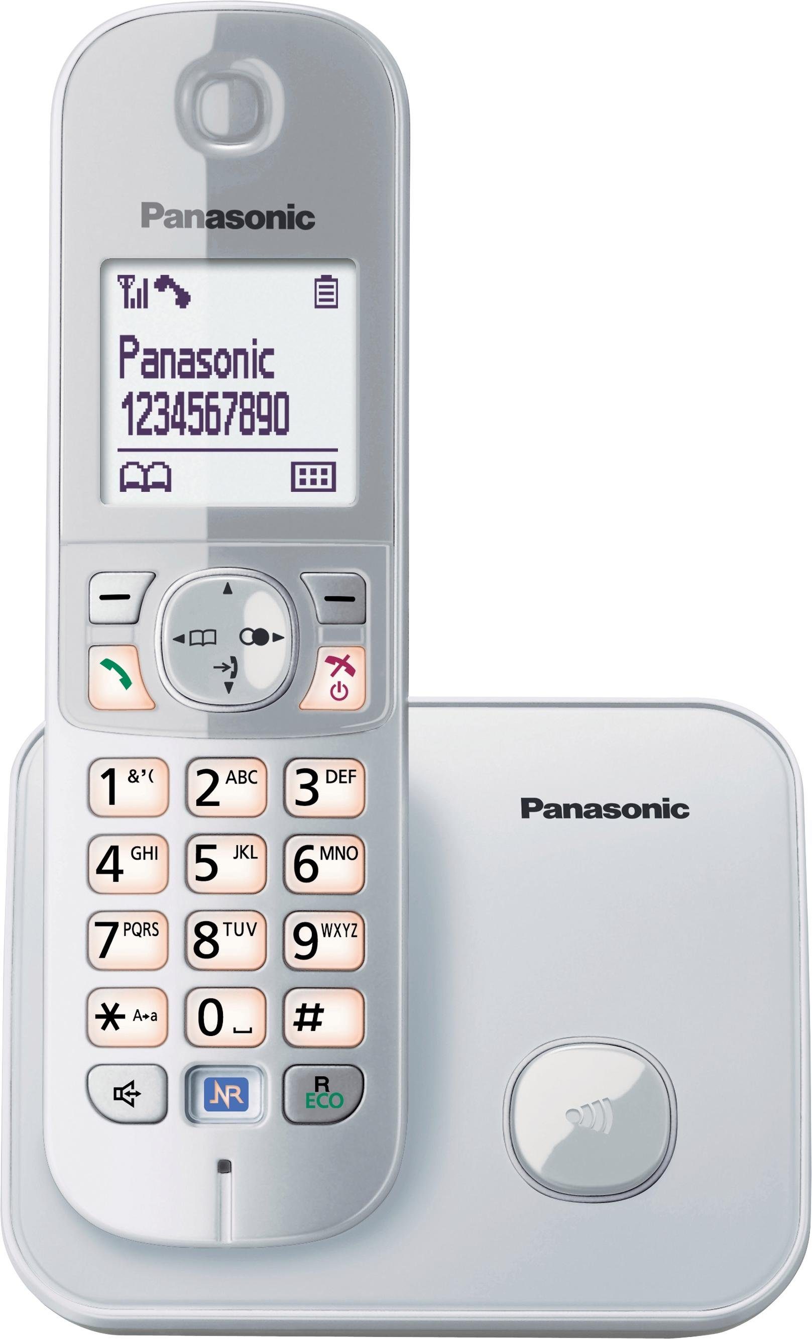 Panasonic KX-TG6811GS Schnurloses DECT-Telefon (Mobilteile: 1, mit Anrufer- und Wahlsperre) silberfarben