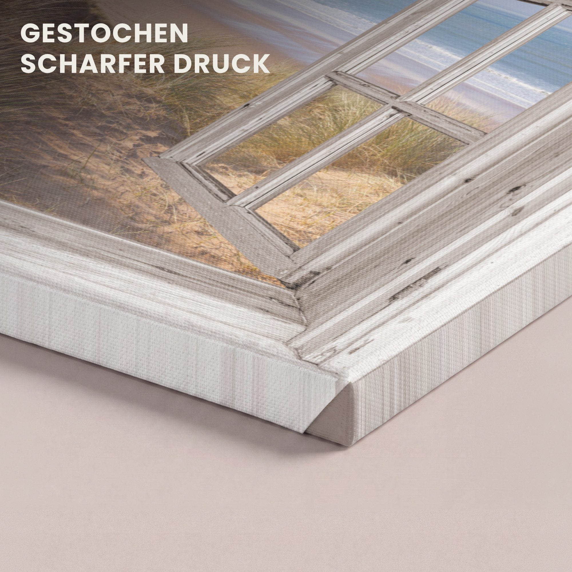 OneMillionCanvasses® Leinwandbild Durchblick - Strand - Meer - Dünen - Strandgras - Sand - Blau, Fotodruck (1 St), Leinwand Bilder Klein, Wand Dekoration Aesthe – Bild 3 von 5