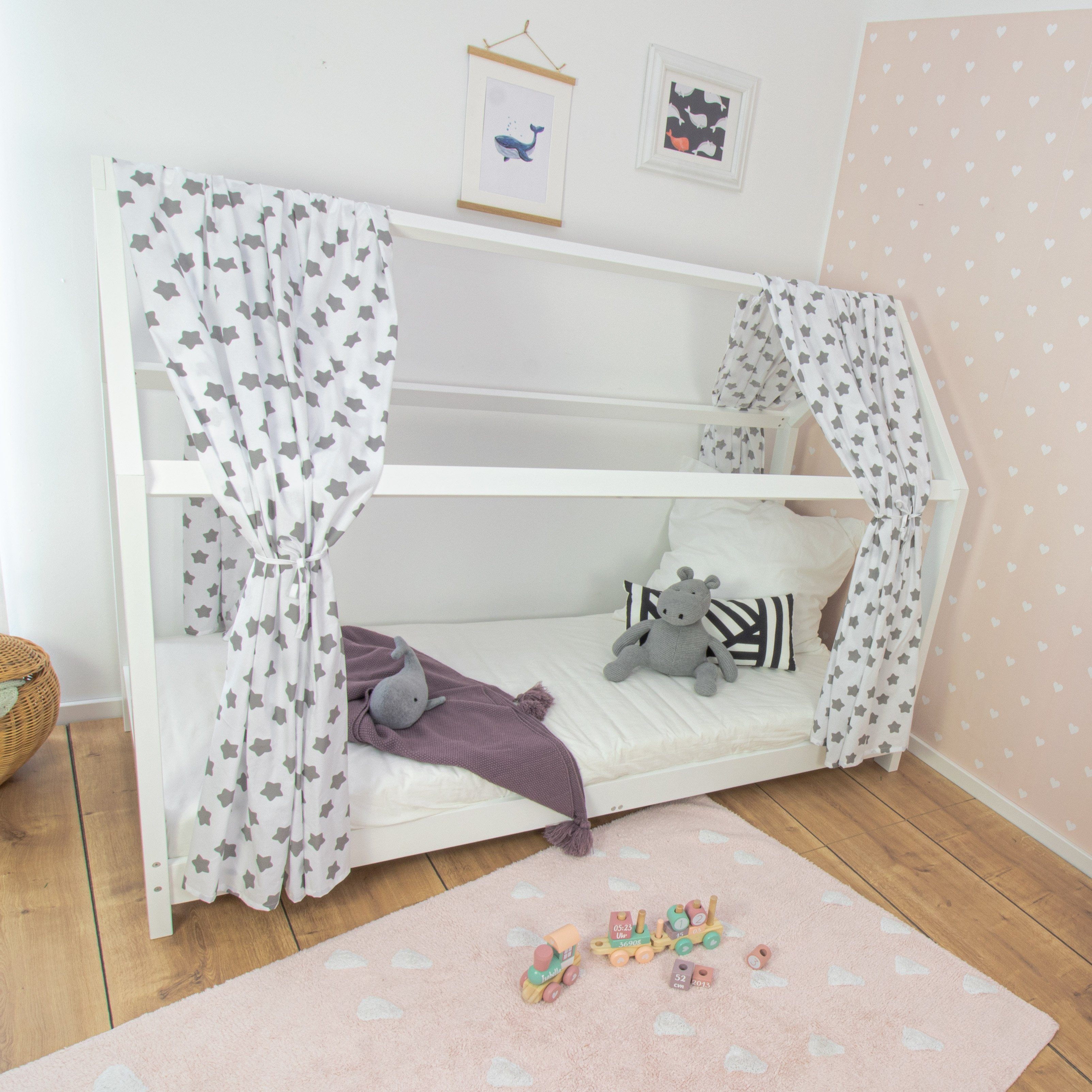 Puckdaddy GmbH Betthimmel Vorhang-Set Freya (146x298cm) mit Sterne-Muster