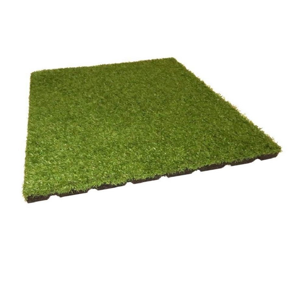 Gartenpirat Bodenmatte Fallschutzmatte mit Kunstrasen 50x50 cm Stärke 50 mm grün Matte Platte