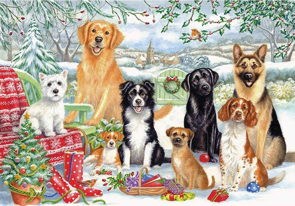 Otter House Puzzle Hunde in Weihnachtsstimmung, Puzzleteile günstig online kaufen