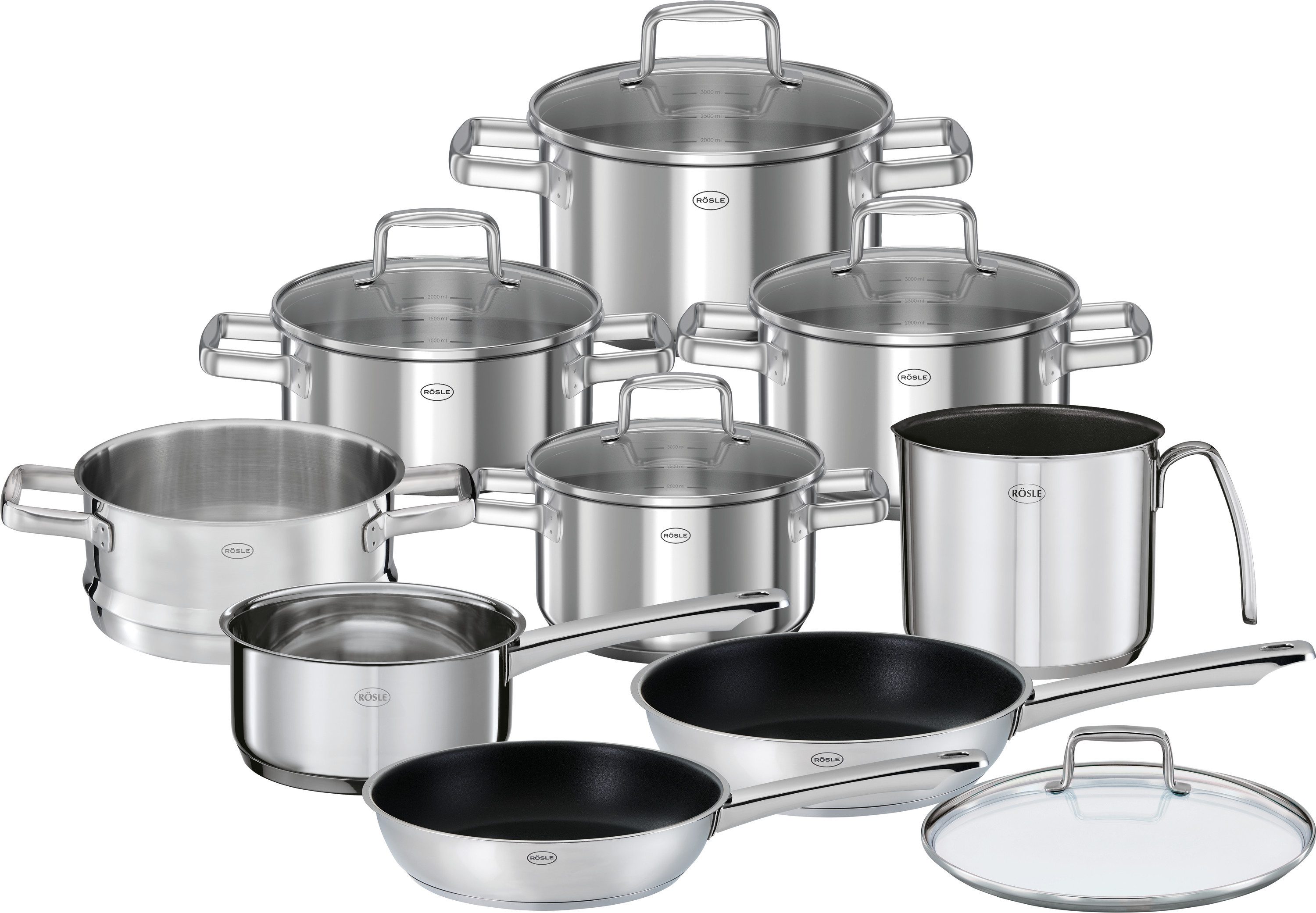 RÖSLE Topf-Set MOMENTS, 10-tlg. Töpfe+Pfannen, Edelstahl 18/10 (Set, 10-tlg)