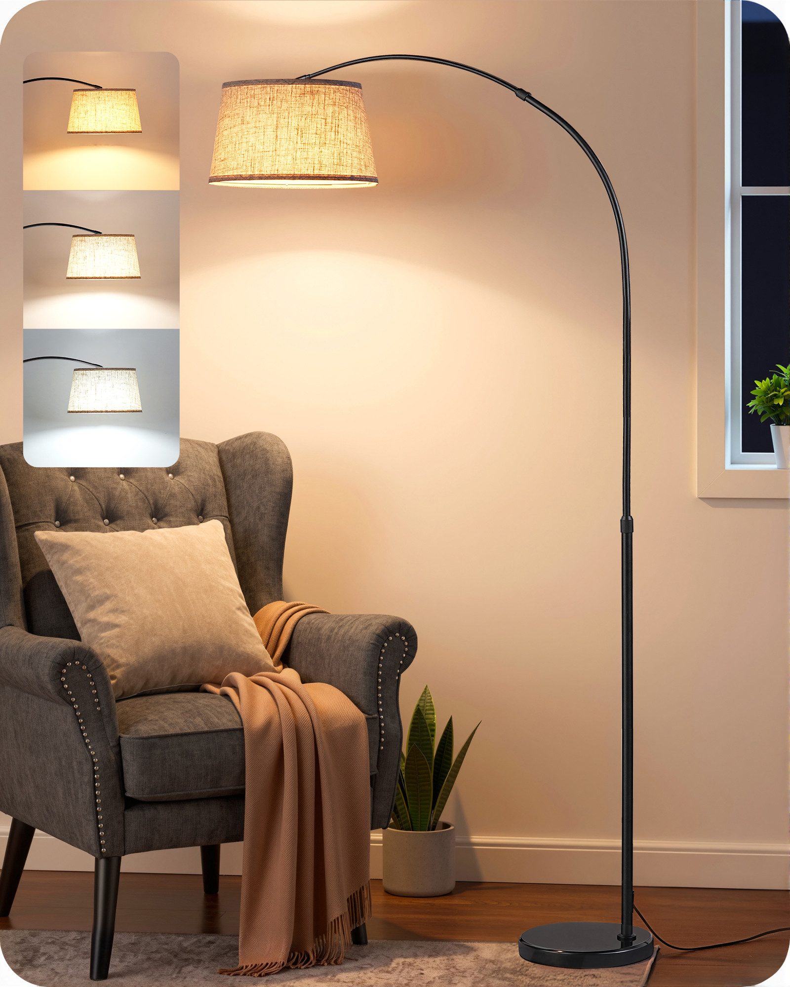 Stehlampe Wohnzimmer dimmbar, Standleuchte Höhenverstellbar