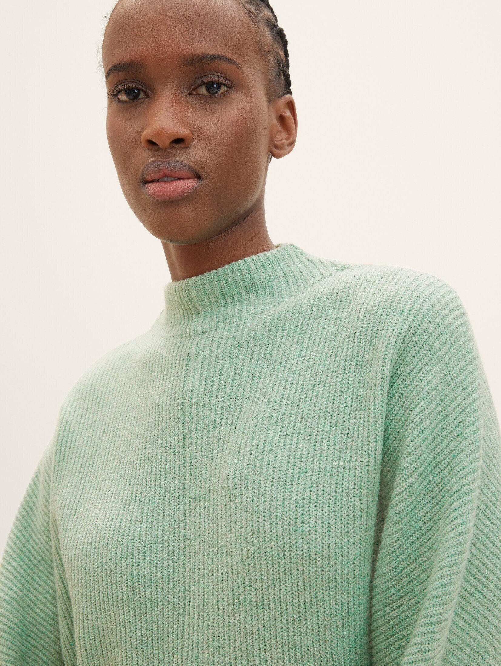 Strickpullover Strickpullover recyceltem dust melange TOM mit Polyester TAILOR Denim green