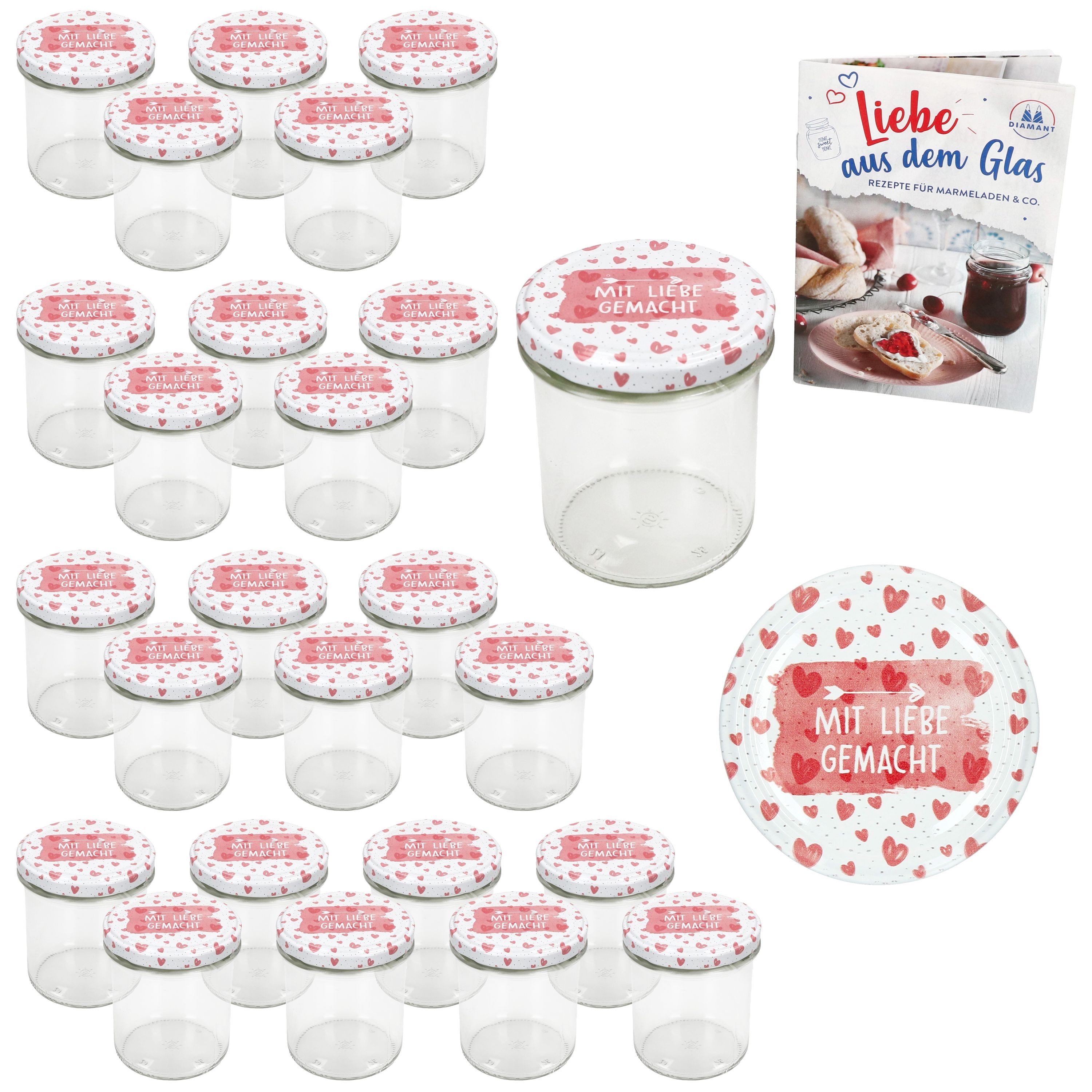 MamboCat Einmachglas 25er Set Sturzglas 350ml Einmachglas Mit Liebe gemacht Deckel, Glas – Bild 2 von 5
