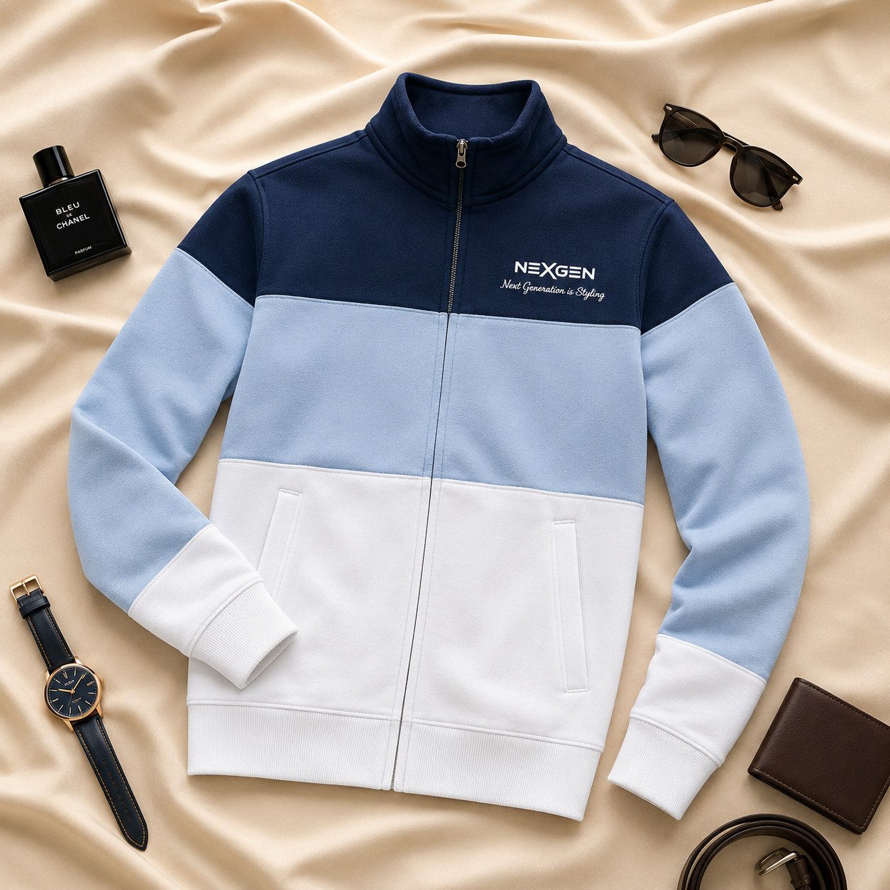 NexGenOutfits Fleecepullover Herren Hoodie Kapuzenjacke Baumwolle Fleece Sweatjacke