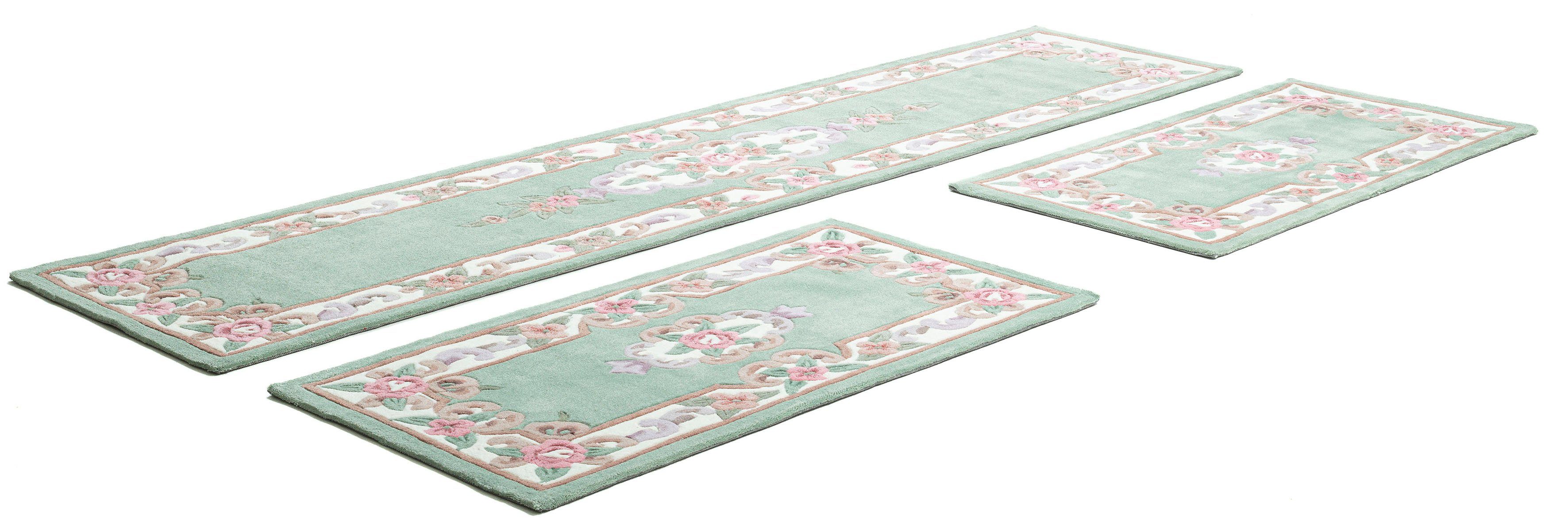 THEKO Bettumrandung Ming, Höhe 14 mm, (3-tlg), Bettvorleger, Läufer-Set, hochwertiges Acrylgarn, florales Design