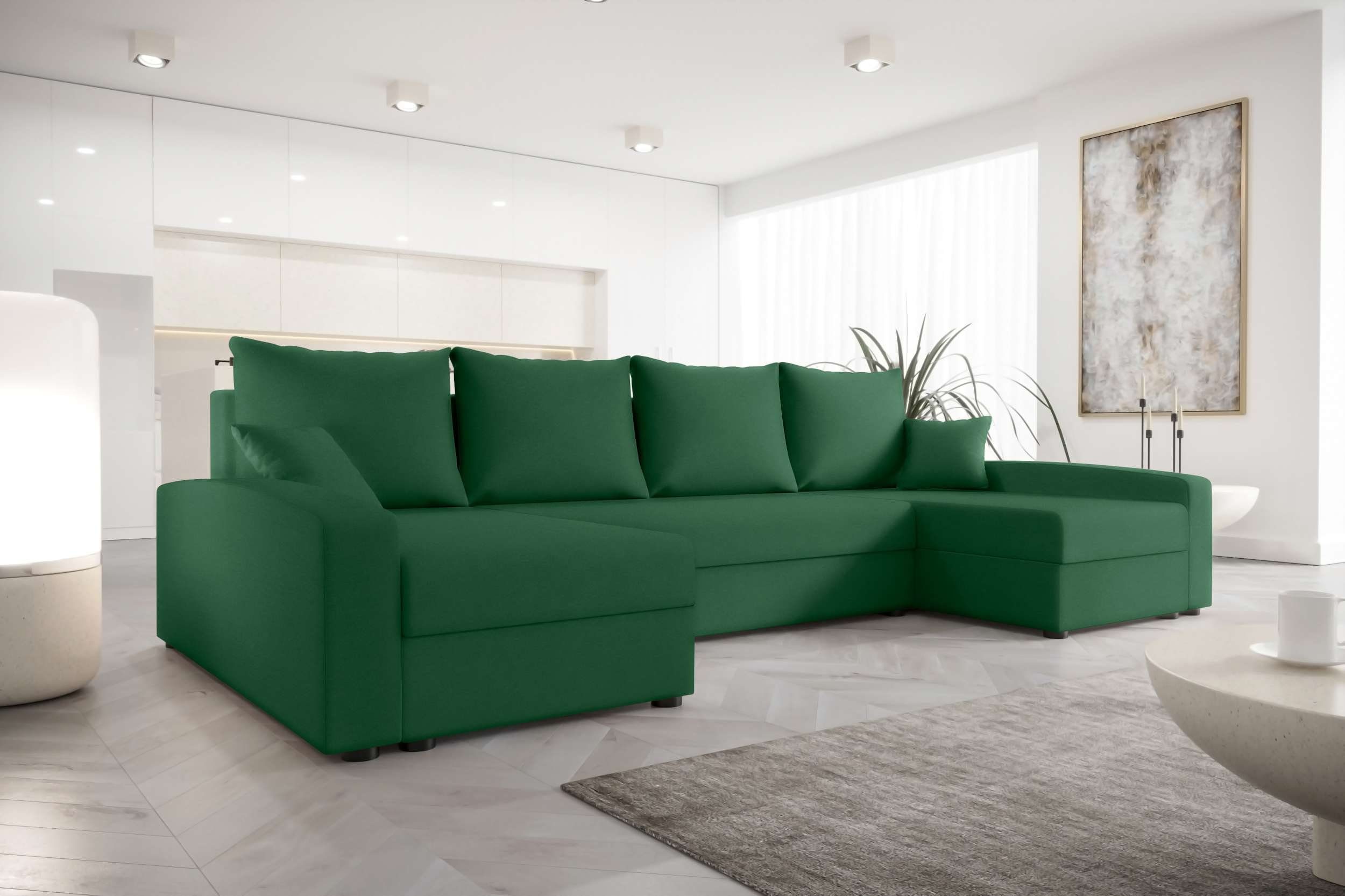 Stylefy Wohnlandschaft Addison, U-Form, Eckcouch, Sofa, Sitzkomfort, mit Bettfunktion, mit Bettkasten, Modern Design