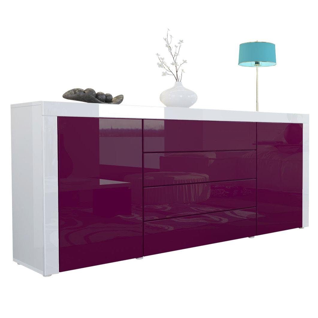 Vladon Sideboard La Paz V1 (Kommode, mit 2 Türen und 4 Schubladen), Brombee günstig online kaufen