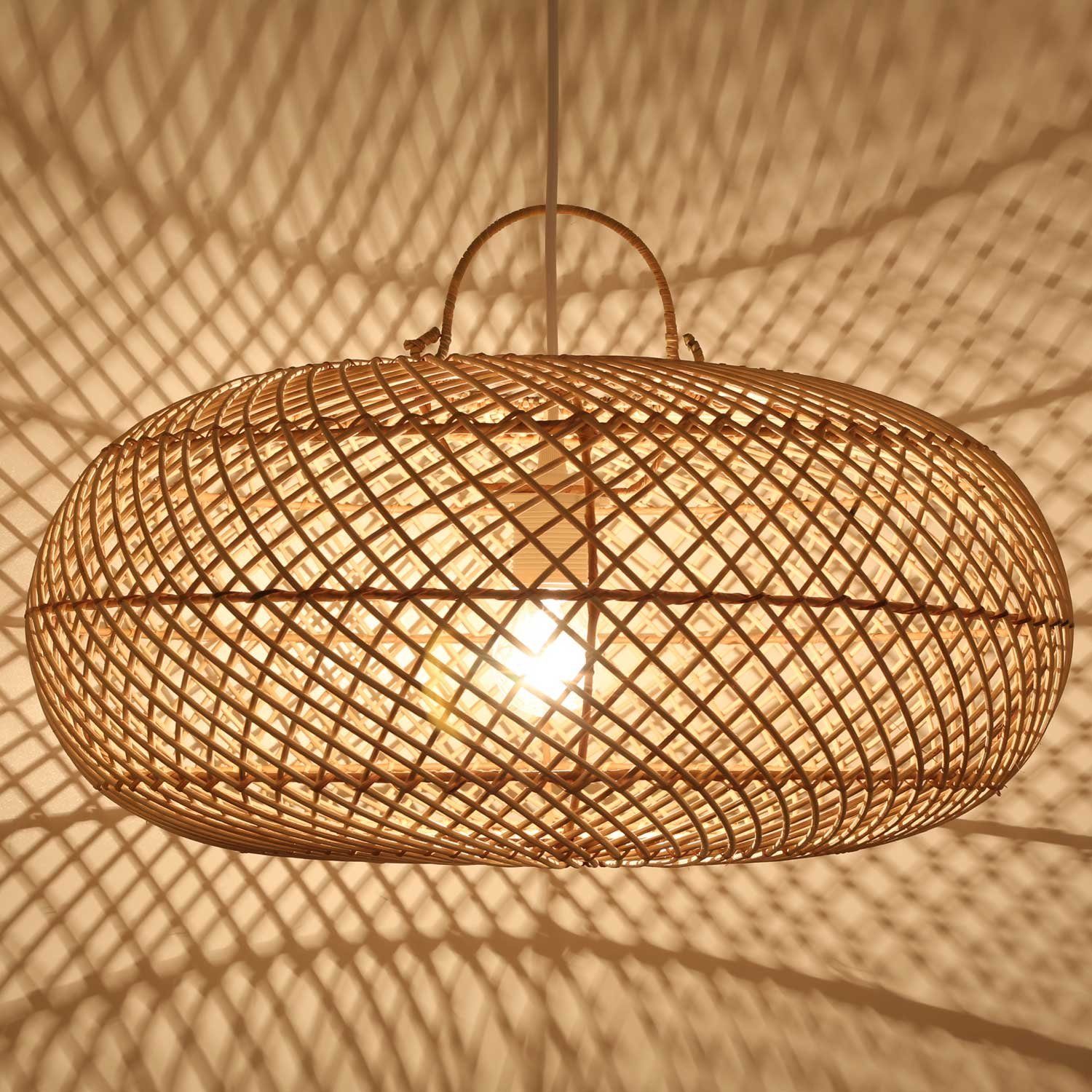 Casa Moro Deckenleuchten Hängeleuchte Rattan Wohnzimmer Esszimmer Pendelleuchte Boho handmade, ohne Leuchtmittel, Natur Lampe Leuchte Deko Idee Muttertag