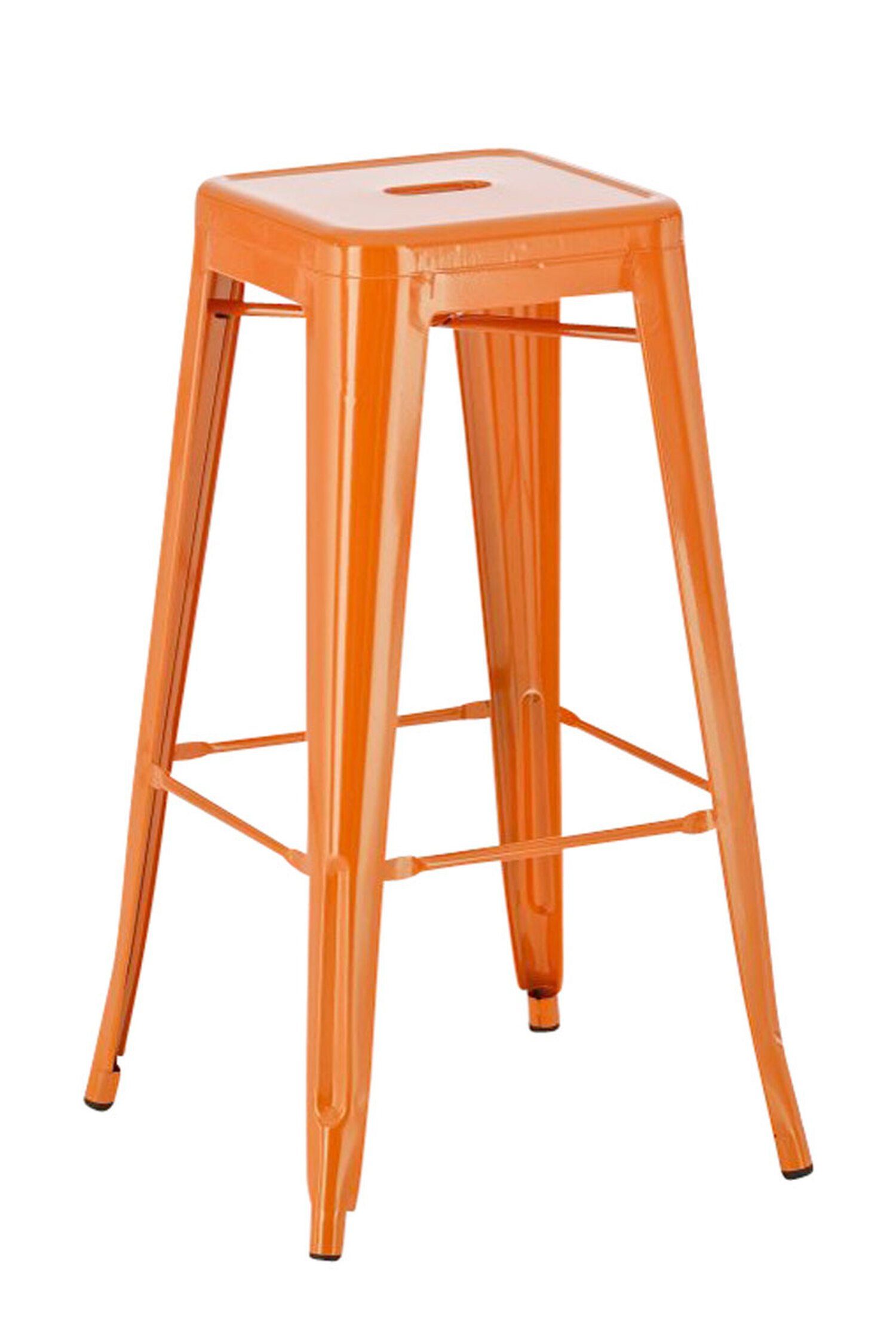 TPFLiving Barhocker mit Orange - angenehmer (Set, Sitzfläche: Hocker Orange Metall Theke - St., & Joshua Gestell für Metall Fußstütze Küche), 2