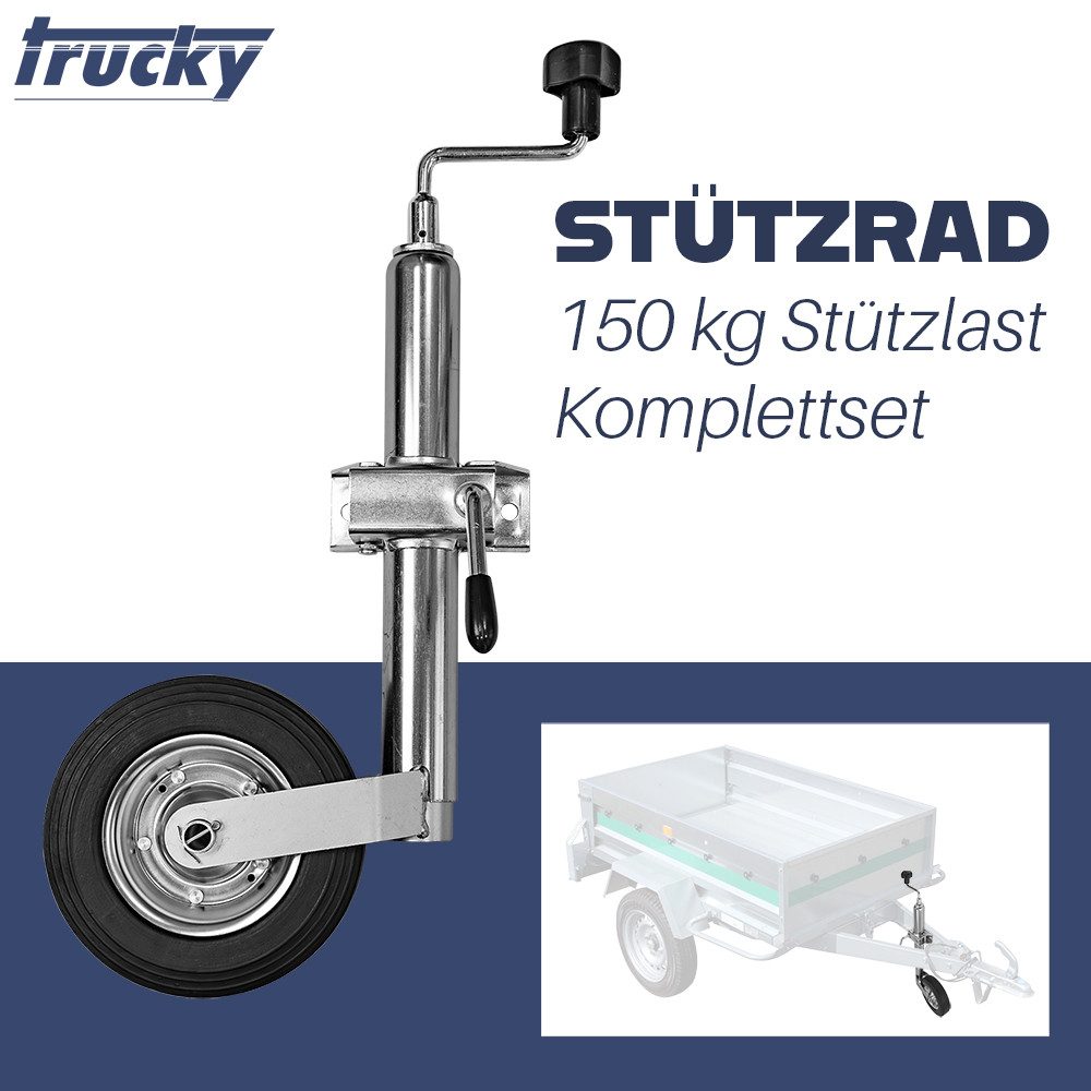 Trucky Anhänger-Stützrad Stützrad für Anhänger Deichselrad Klemmhalter bis 150 kg 48 mm