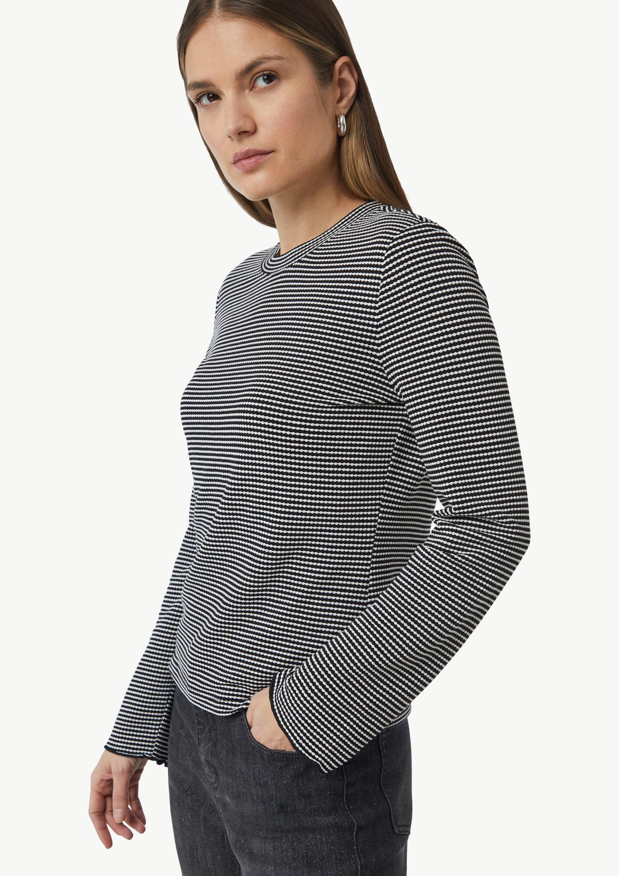 comma Langarmshirt T-Shirt Langarmshirt mit Strukturstreifen
