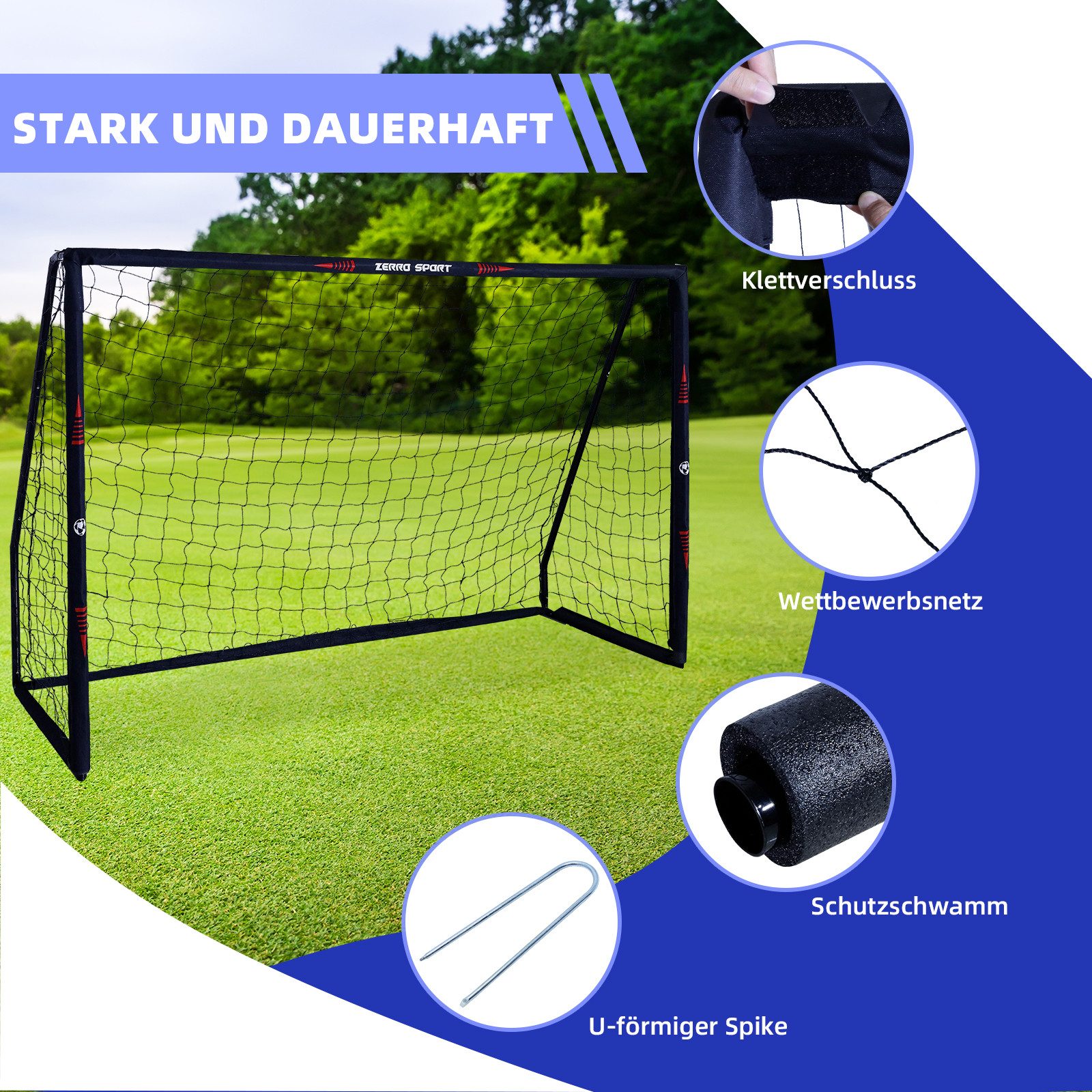 CCLIFE Fußballtor Fussballtor Outdoor mit Fußball für Erwachsene Kinder, B×L×H:85×160×240cm mit Torwand und Fußball
