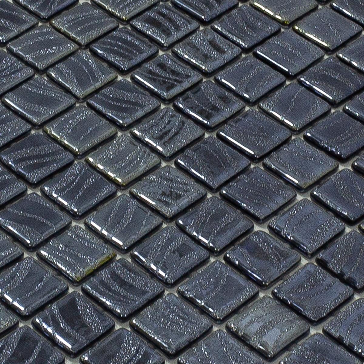 Mosafil Mosaikfliesen Glas Schwimmbad Pool Mosaik Marisburg Glitzer, Glas-Ecoglas 31.600x31.600, schwarz, Punktverklebt - Frostsicher - Wasserdicht - Wasserfest - Rutschfest