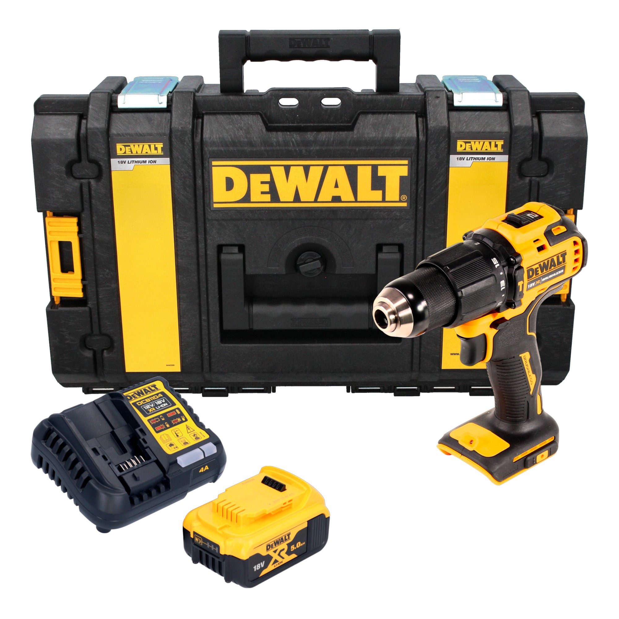 DeWalt Akku-Schlagbohrschrauber DCD 709 P1 18 V 65 Nm + 1x Akku 5,0 Ah + Ladegerät + Tough Box