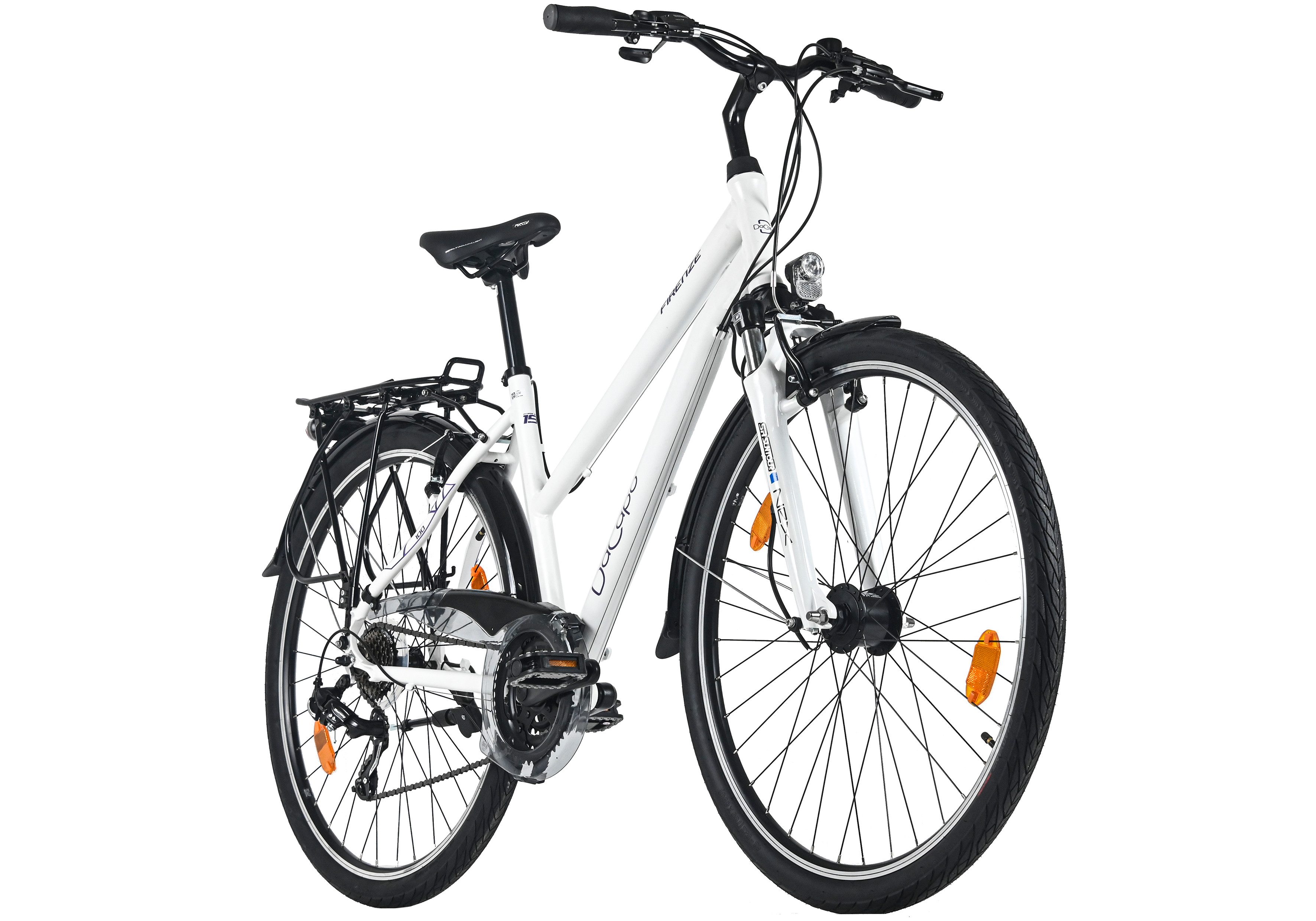 Dacapo Trekkingrad Firenze 100 Weiß 21 Gänge RH 48 cm V-Brakes, 21 Gang Shimano Tourney Schaltwerk, Kettenschaltung