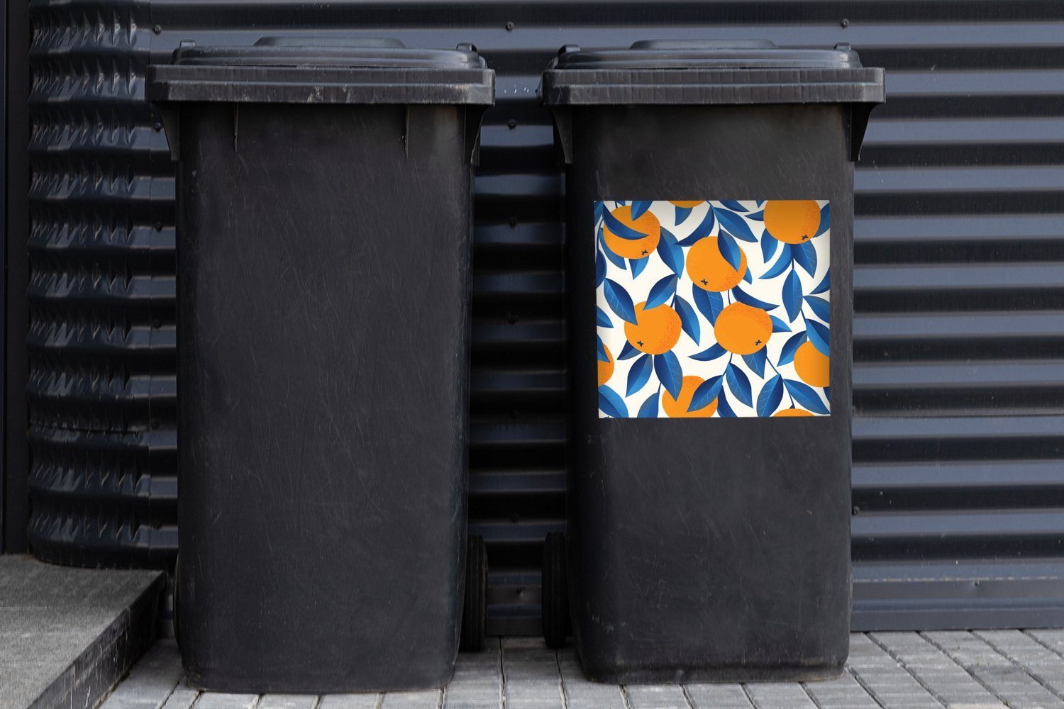 MuchoWow Wandsticker Blau Mülleimer-aufkleber, (1 Orange - St), Abfalbehälter Sticker, Design Container, - Mülltonne
