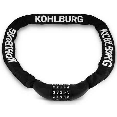 KOHLBURG Zahlenkettenschloss 115cm lang & 6mm stark mit Zahlencode, starkes Fahrradschloss mit Kombination für Fahrrad & E-Bike