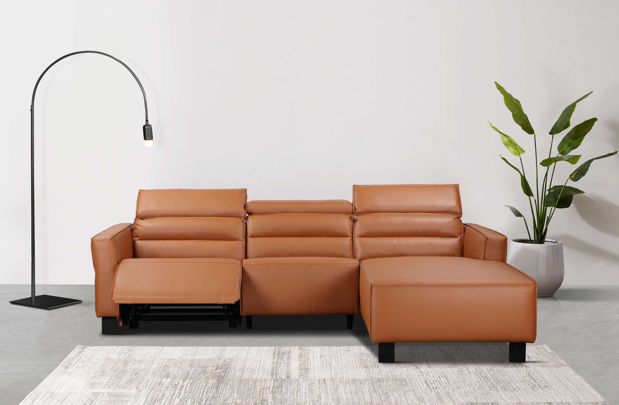 Places of Style Ecksofa Carpari, L-Form, 263 cm, manuelle o. elektrische Relaxfunktion, USB A/C und Kopfteilverstellung