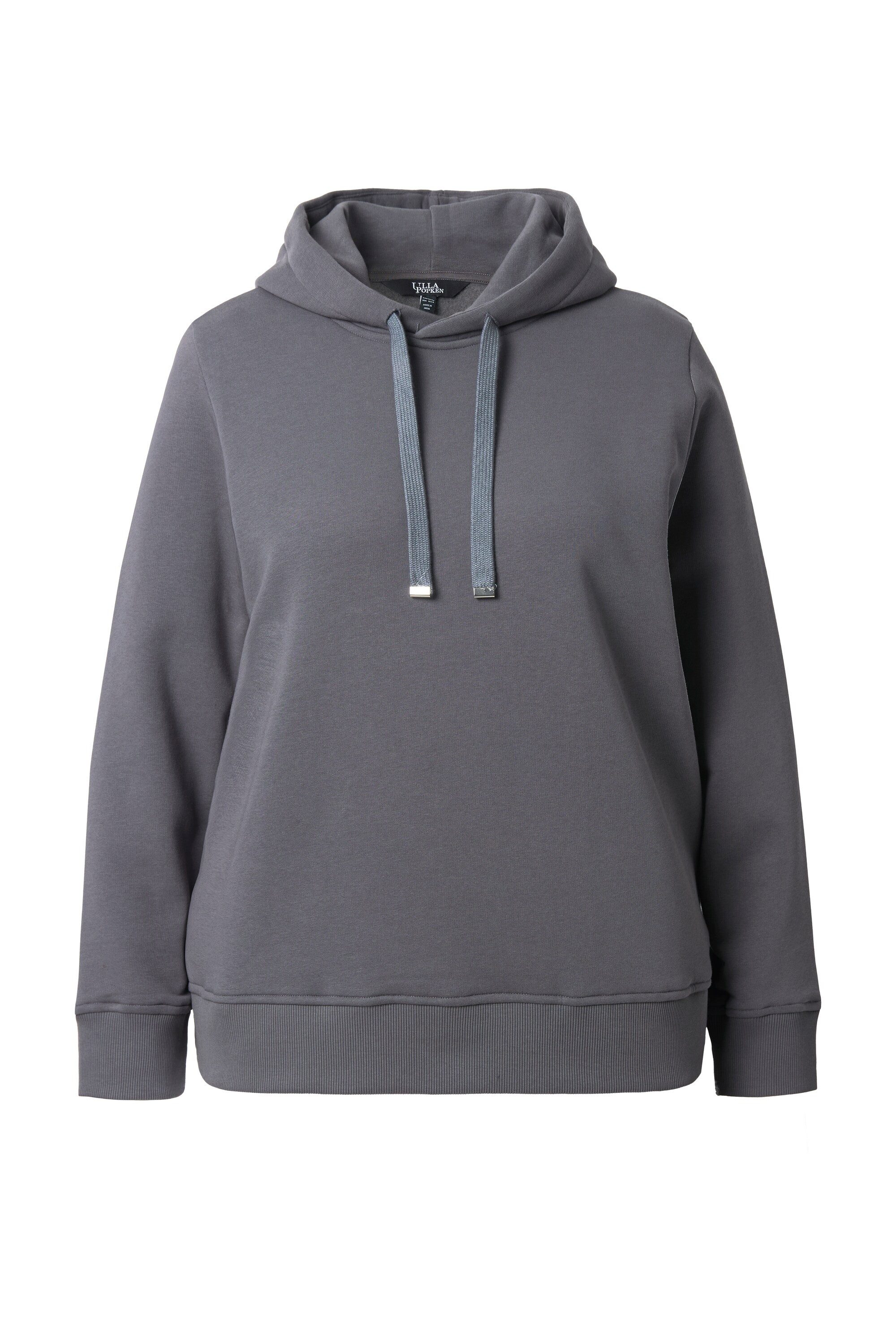 Ulla Popken Sweatshirt Hoodie Rippbündchen Kapuze Langarm günstig online kaufen