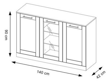 Feldmann-Wohnen Vitrine Cozy 45 (1-St) 140x42x90cm Artisan Rustikal 3-türig