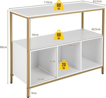 KOMFOTTEU Sideboard Buffetschrank, mit Ablagen & erhöhten Metallbeinen