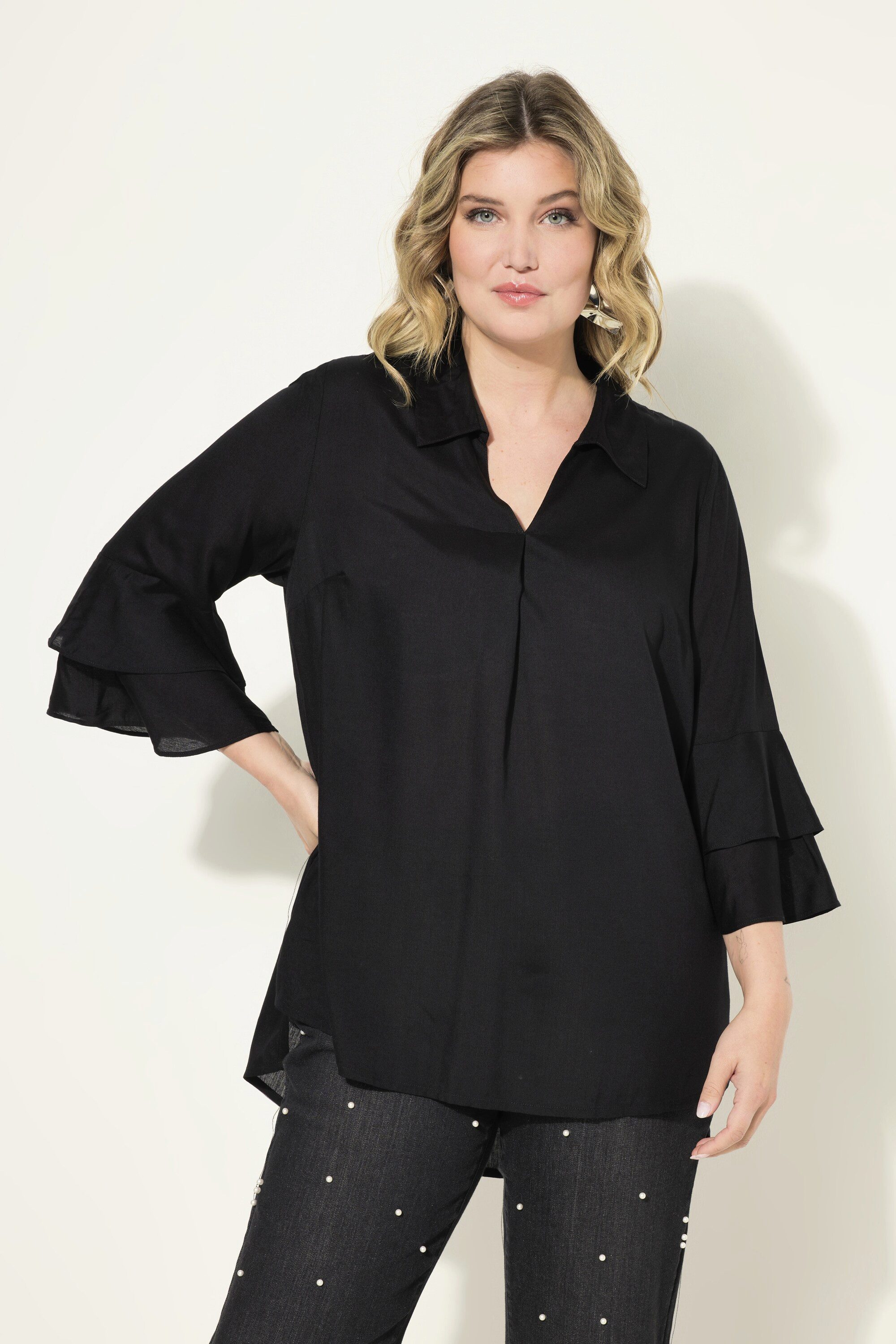 MIAMODA Hemdbluse Bluse A-Linie Satin 3/4-Ärmel günstig online kaufen